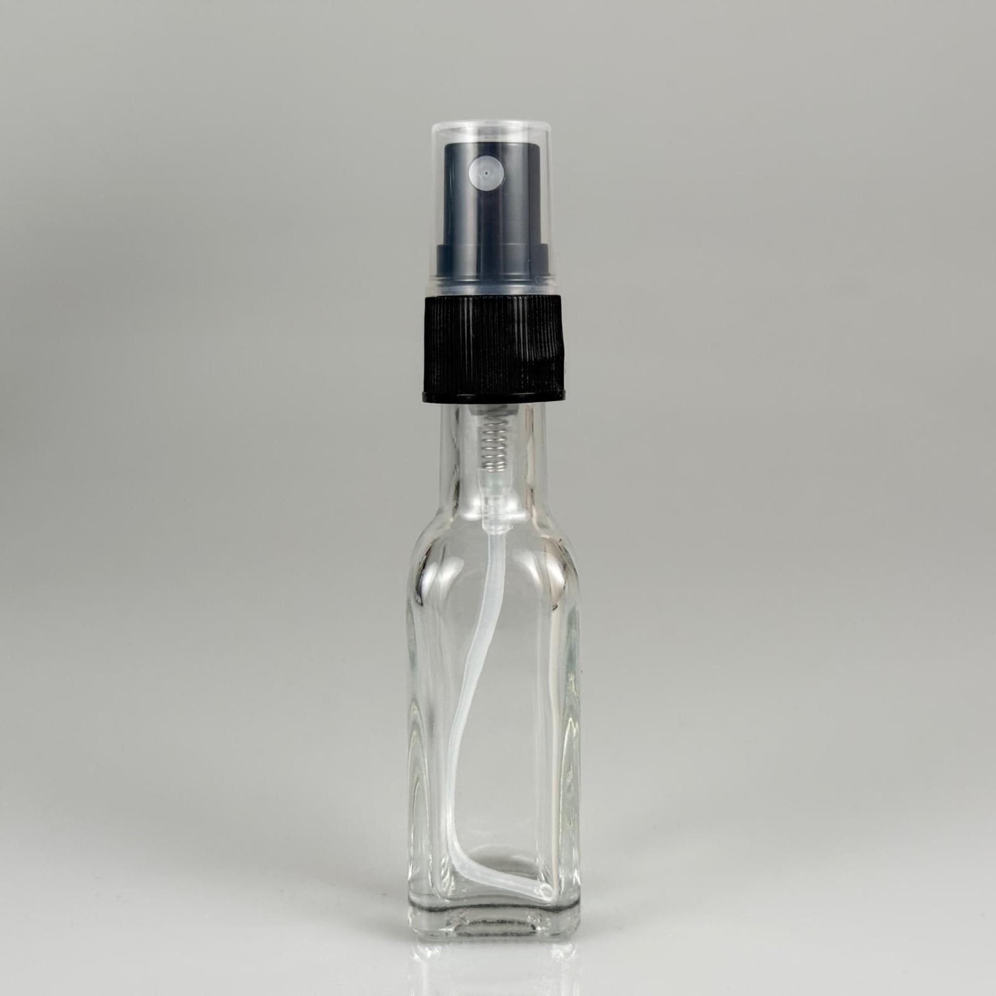 20 CC MARASKA KÖŞELİ SPREYLİ CAM ŞİŞE  - 20 ml kare cam şişe siyah fısfıslı