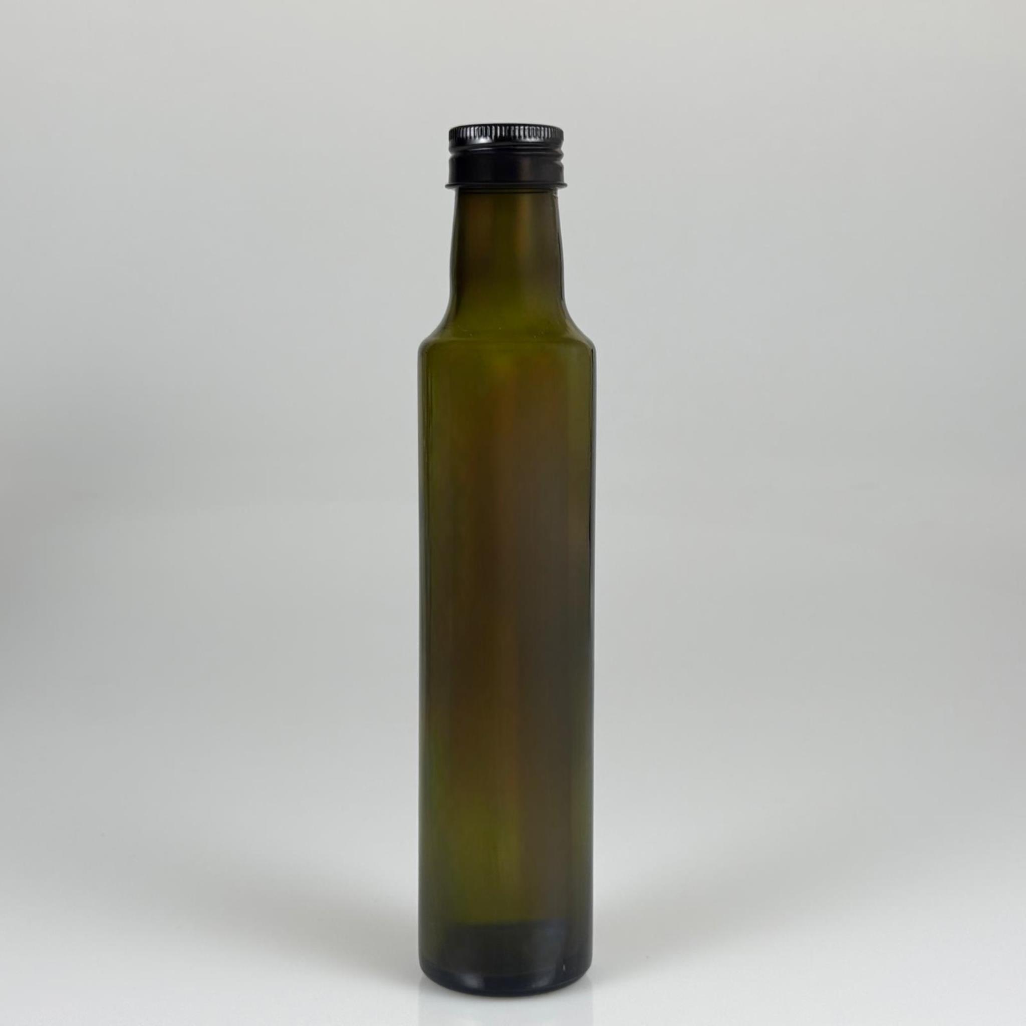 250 CC YEŞİL DORİKA CAM ŞİŞE - SİYAH METAL ALÜMİNYUM KAPAKLI - 250 ML DORİKA YAĞ ŞİŞESİ - SİRKE ŞİŞESİ