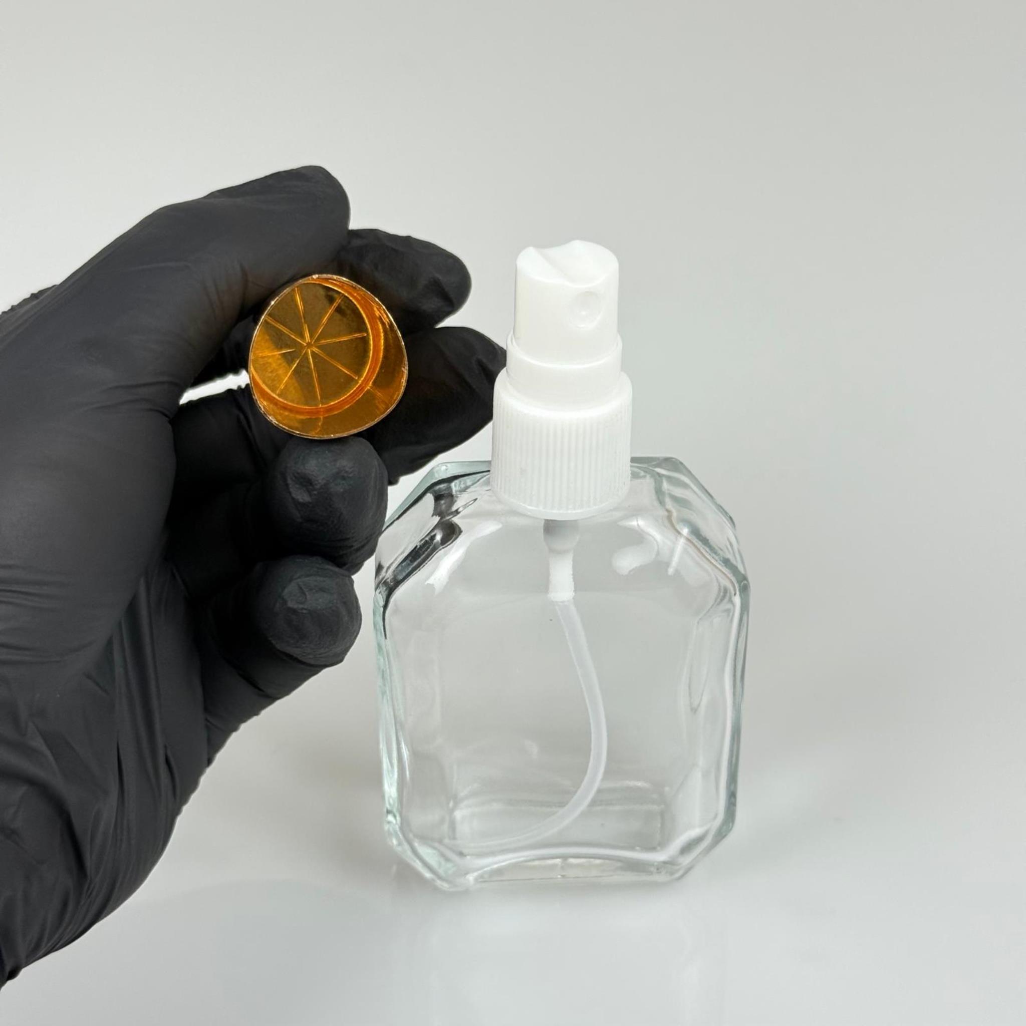 50 ML CAM KOLONYA, PARFÜM VB ŞİŞELERİ - METAL ALÜMİNYUM GOLD KAPAK + VİDALI SPREY + 50 CC KAZABLANKA ŞEFFAF ŞİŞE SET TAKIM