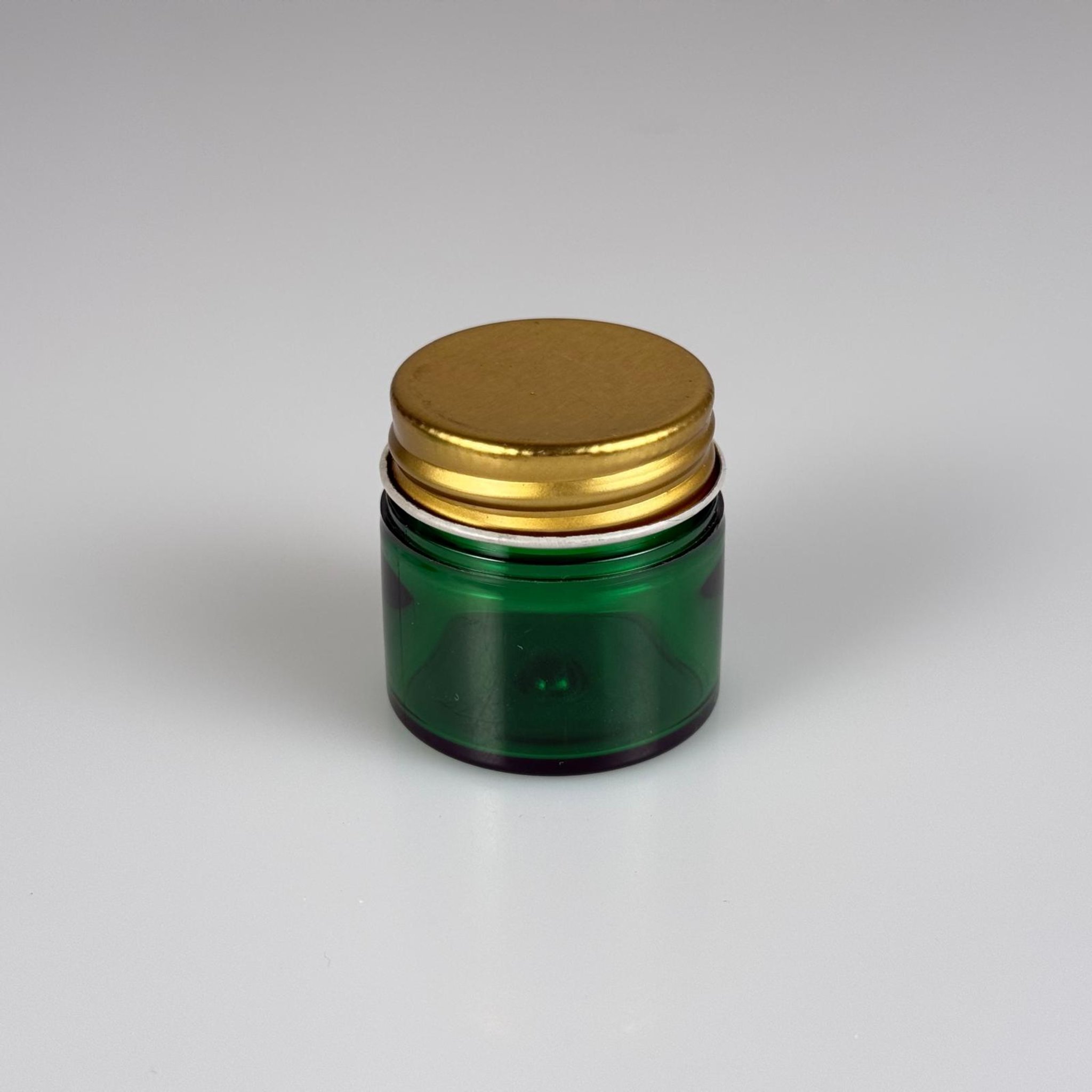 20 CC YEŞİL SERT PLASTİK KAVANOZ - 38 AĞIZ CONTALI GOLD METAL KAPAKLI - 20 ml KALIN LÜX Boş Krem, Balm, Peeling, Macun, Pasta, Aromaterapi ve Saç Maskesi Kabı