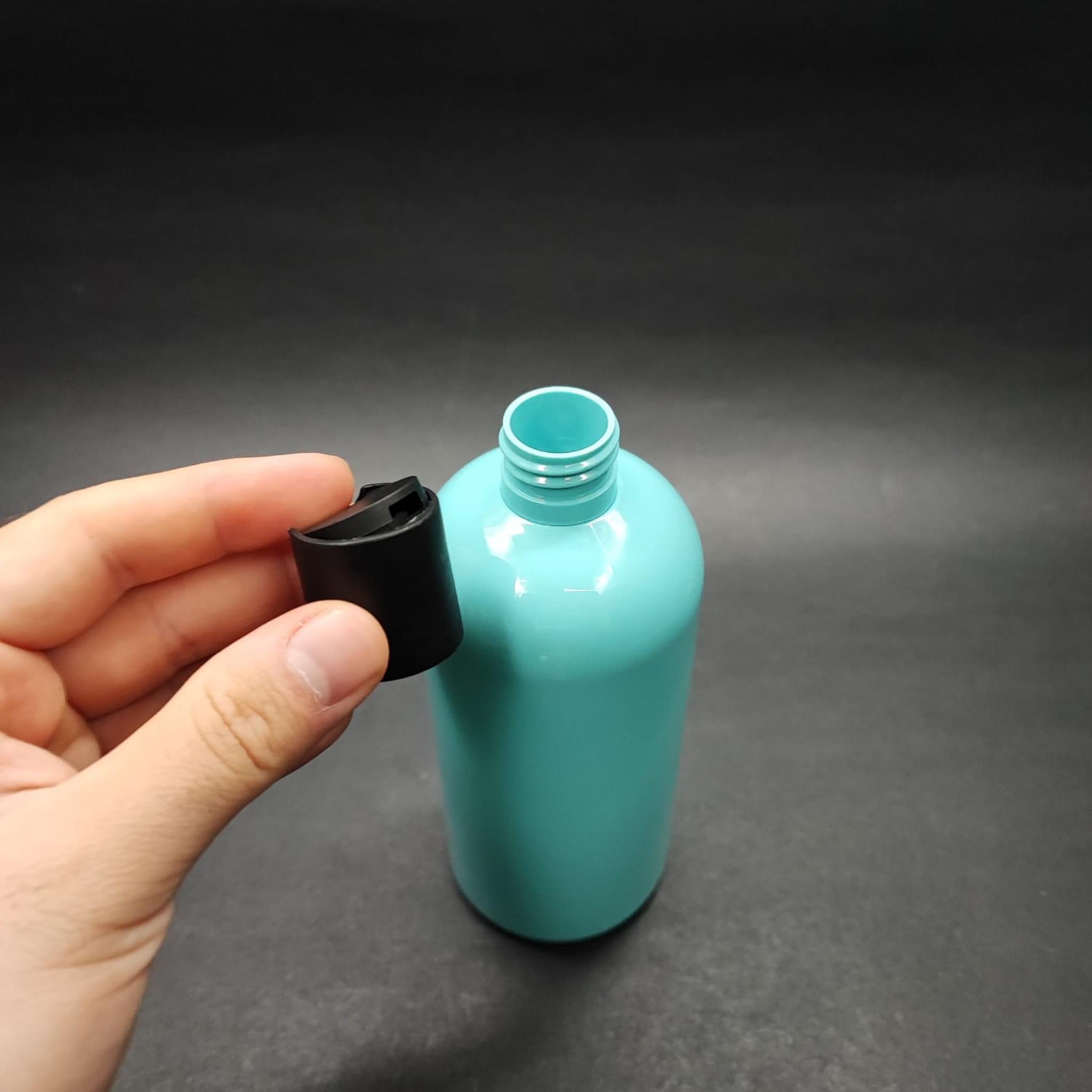 400 CC OVAL BOYUNLU SİLİNDİR PET ŞİŞE (30 GR) - SİYAH DİSKTOP ŞAMPUAN KAPAKLI - 400 ML PLASTİK ŞİŞE - TURKUAZ
