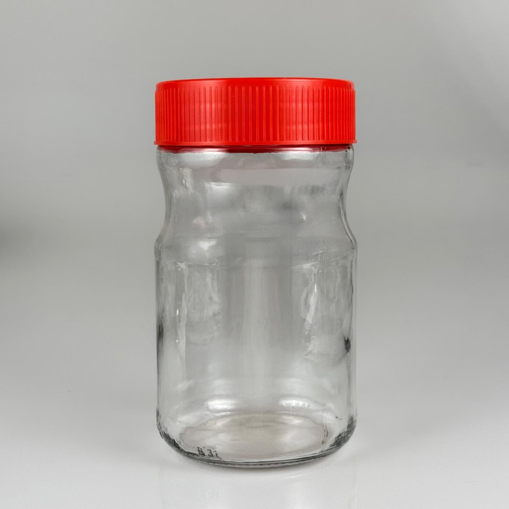 720 CC BOĞUMLU CAM KAVANOZ - KIRMIZI PLASTİK KAPAKLI - 720 ML BAL KAVANOZU