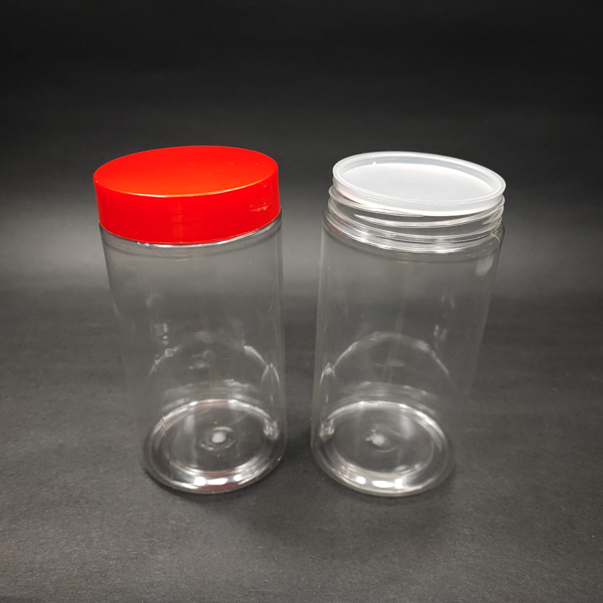 370 CC SİLİNDİR PET KAVANOZ - KIRMIZI KAPAKLI - İÇ TIPALI - 370 ML PLASTİK KREM KAVANOZU