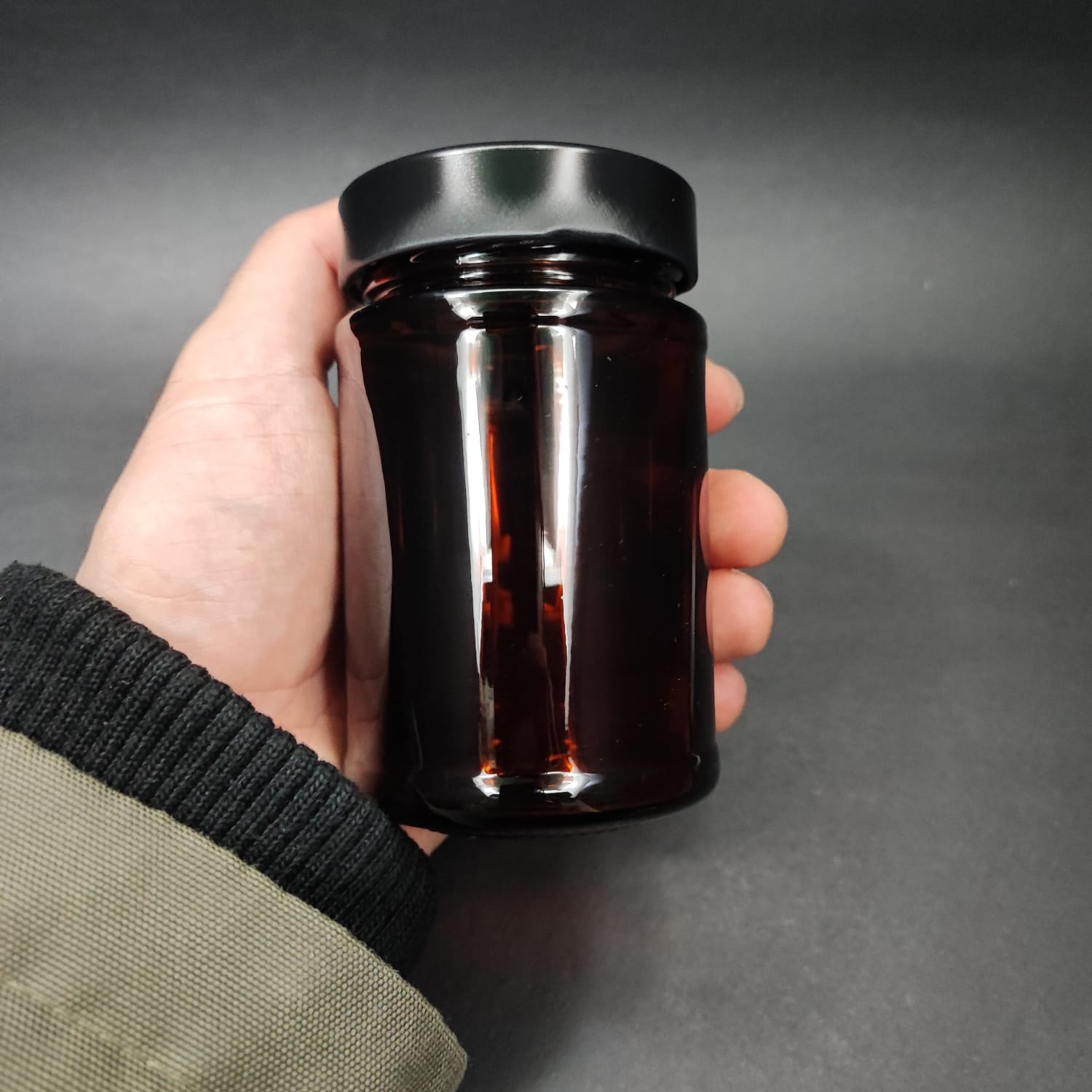 220 CC AMBER CAM KAVANOZ -SİYAH KAPAKLI - 220 ML KAVANOZ - MUM KAVANOZLARI
