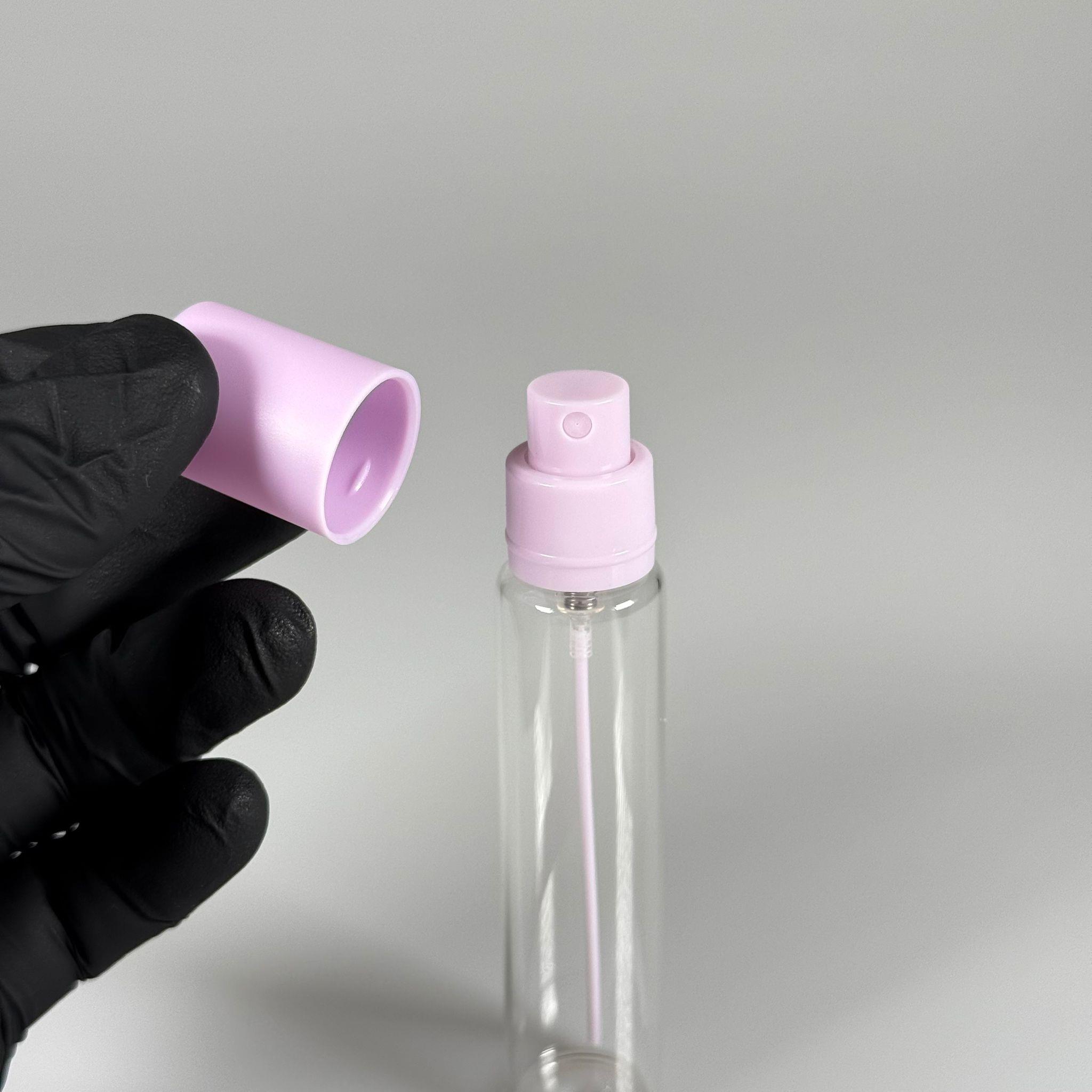 PARFÜM ŞİŞESİ 25 ML - 25 CC PARFÜM AMBALAJI VALFLİ (GEÇME AĞIZ) CAM KALEM PARFÜM İÇİN ŞİŞELERİ - MOR SPREY + KAPAKLI SET TAKIM