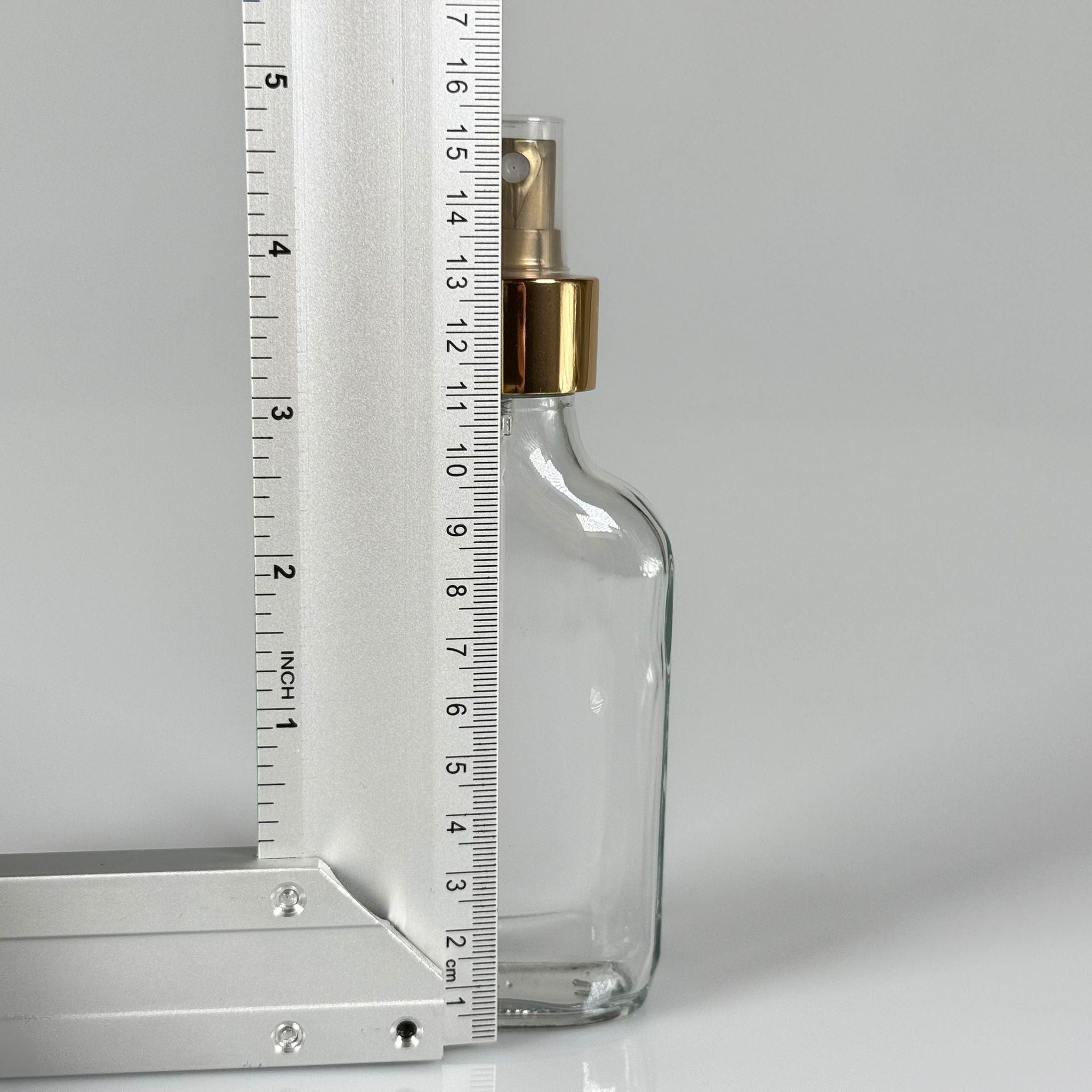 100 CC YASSI ŞEFFAF GOLD SPREYLİ CAM ŞİŞE - 100 ML LÜKS SPREY ŞİŞE