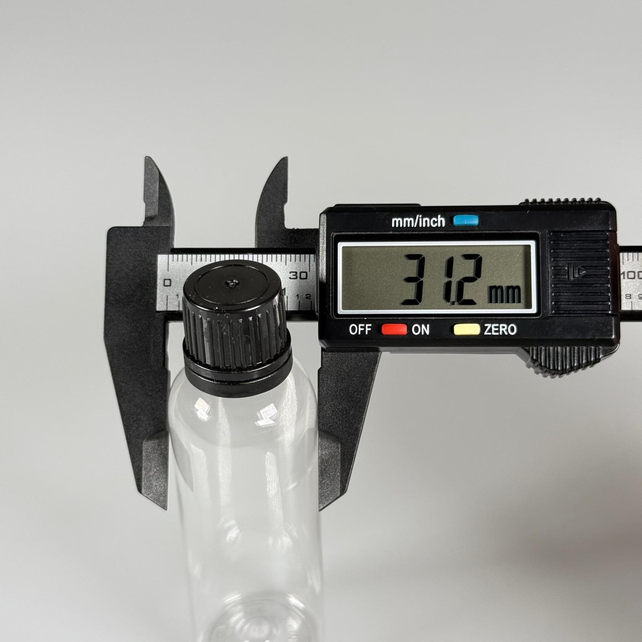 50 CC KALIN ŞEFFAF PET ŞİŞE (8 GR) - SİYAH KAPAKLI + KÖR TIPALI - 50 ML PLASTİK ŞİŞE