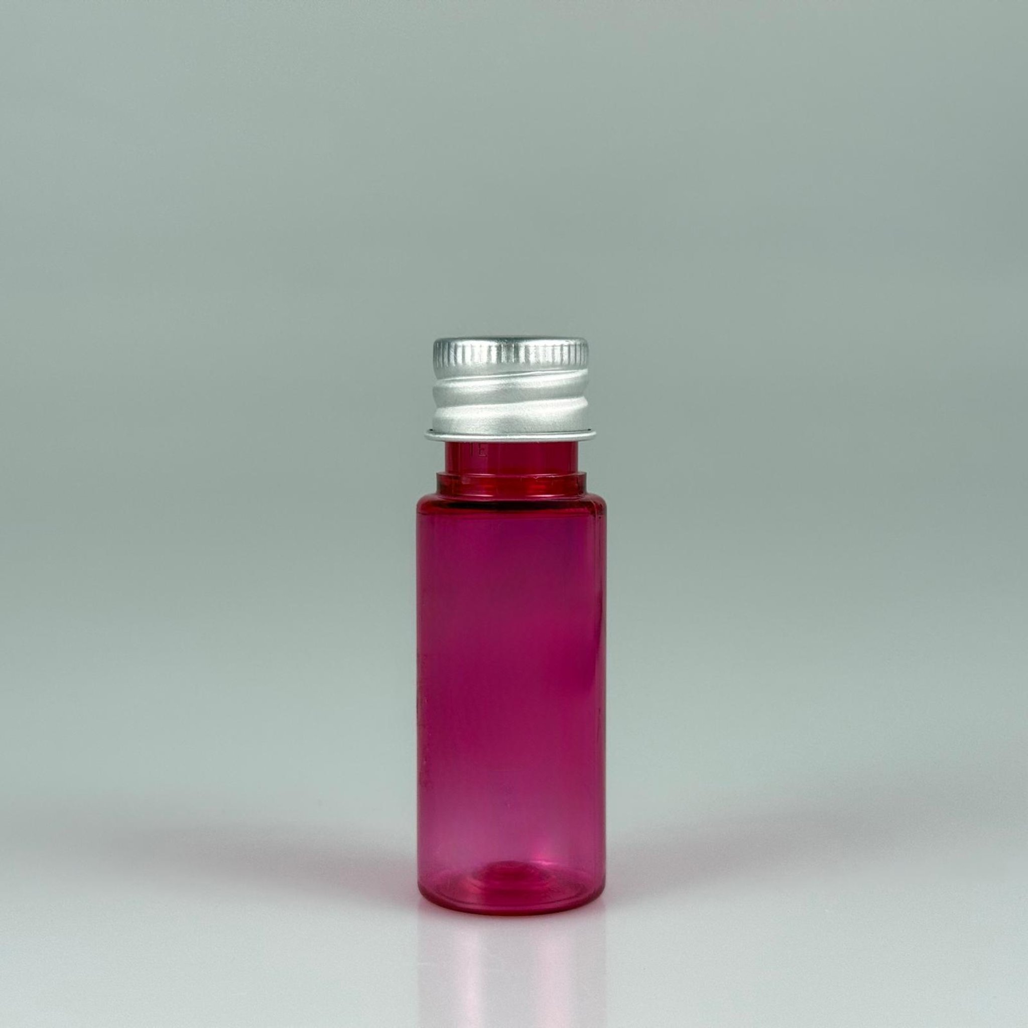 15 CC SİLİNDİR PEMBE PET ŞİŞE + KÖPÜK CONTALI GÜMÜŞ ALÜMİNYUM METAL KAPAKLI TAKIML - 15 ML PEMBE PET ŞİŞE
