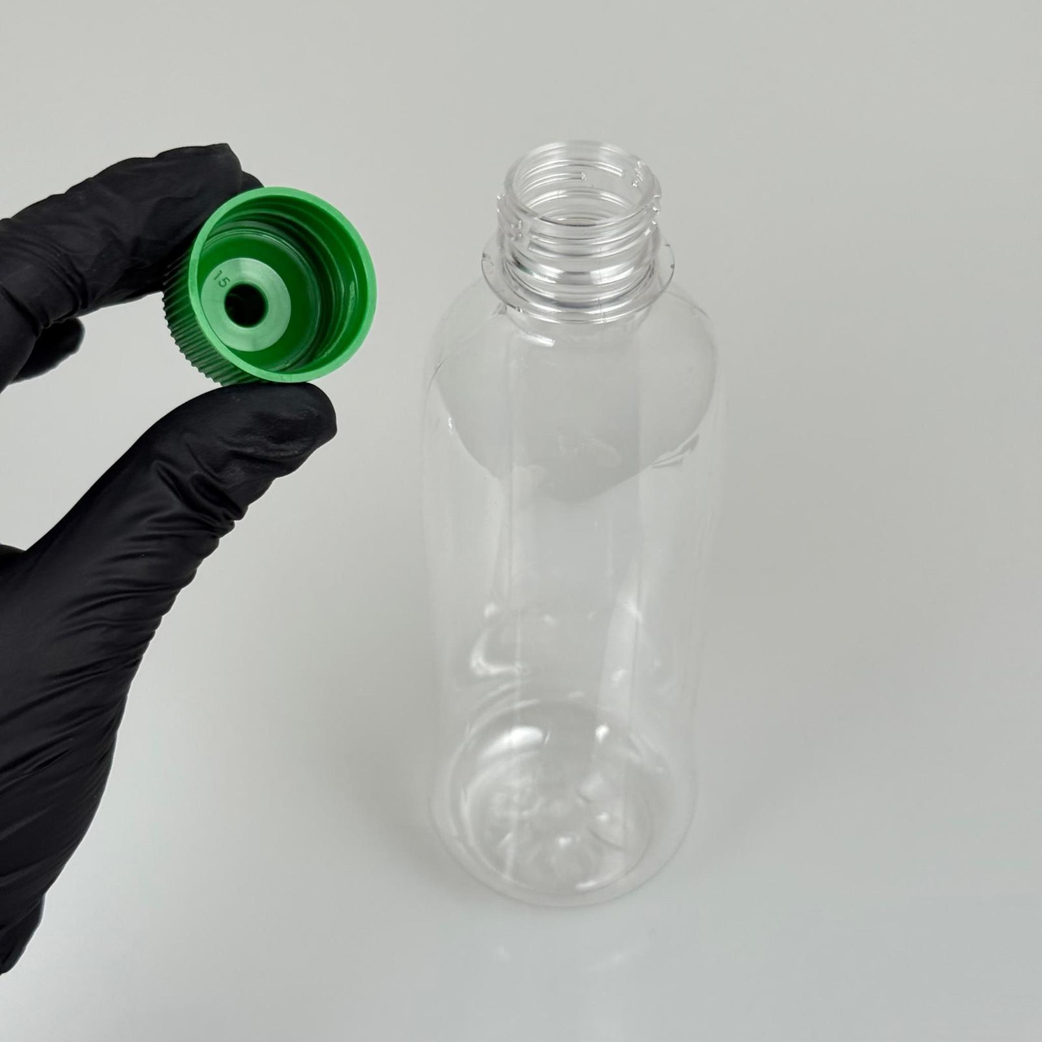 ZEYTİNYAĞI, SOS, ACI SOS, SİRKE, SRIRACHA VB BOŞ ŞİŞELERİ - YEŞİL SİVRİ TWİST AKITICI KAPAK + 330 ML UZUN ŞEFFAF PET PLASTİK ŞİŞE TAKIM