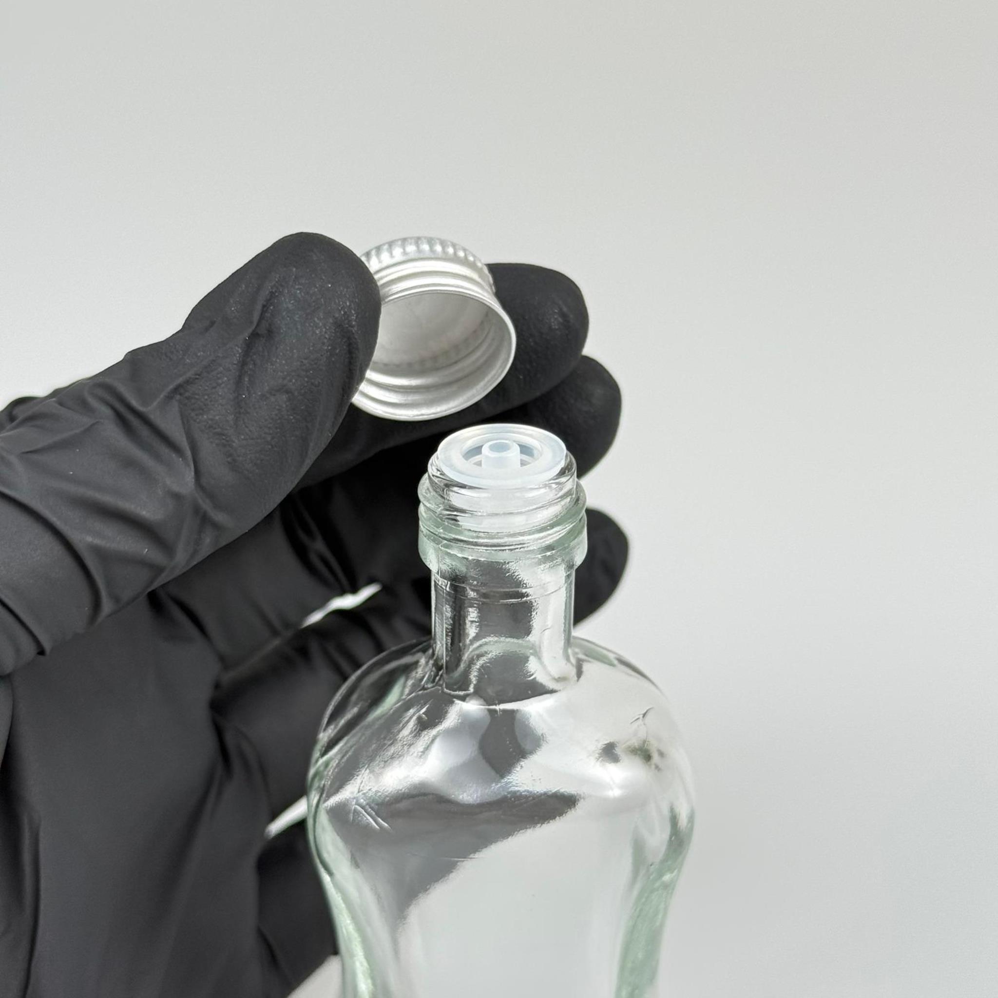 50 CC BOĞAZLI İNCE BELLİ CAM ŞİŞE - GÜMÜŞ METAL KAPAKLI KOLONYA TIPALI - 50 ML PRESTİJLİ ŞİŞE
