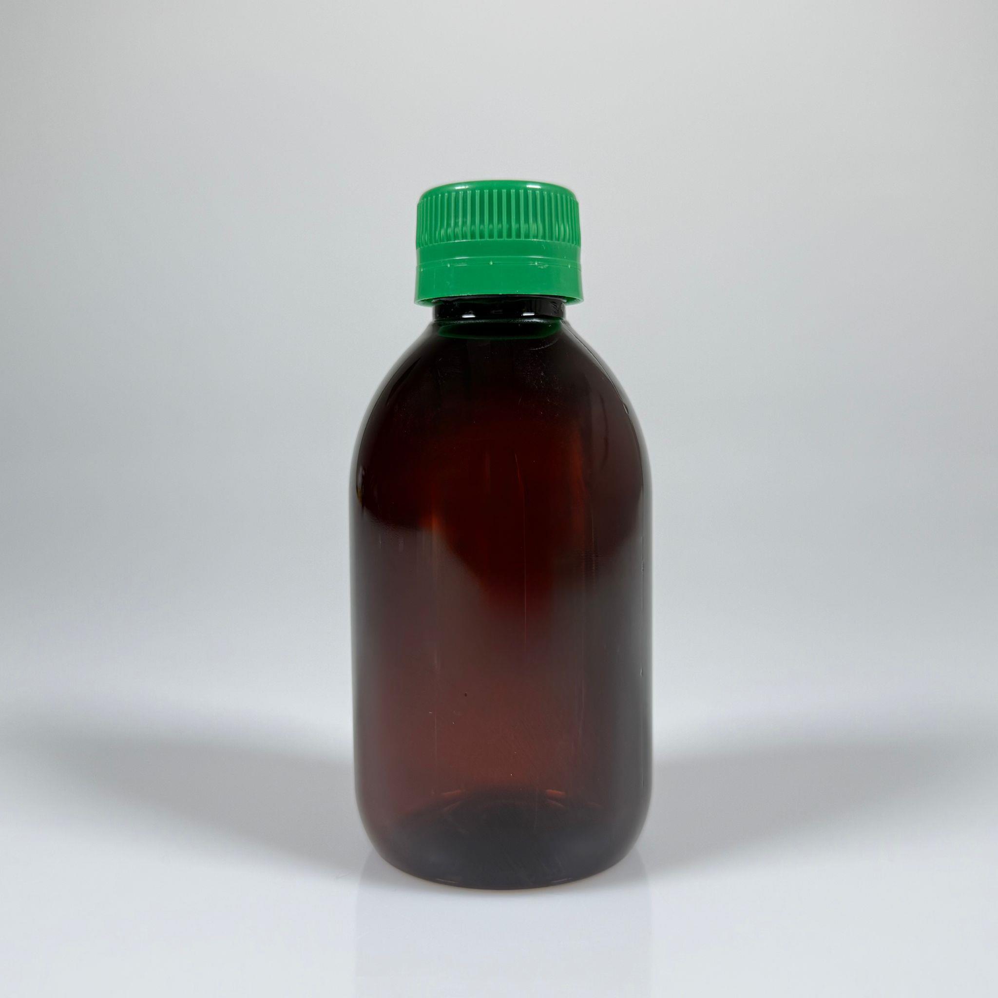 200 CC AMBER PET ECZA ŞİŞESİ - YEŞİL KİLİTLİ CONTALI KAPAKLI  - 200 ML KAHVERENGİ PLASTİK ŞURUP ŞİŞESİ (21 GR)