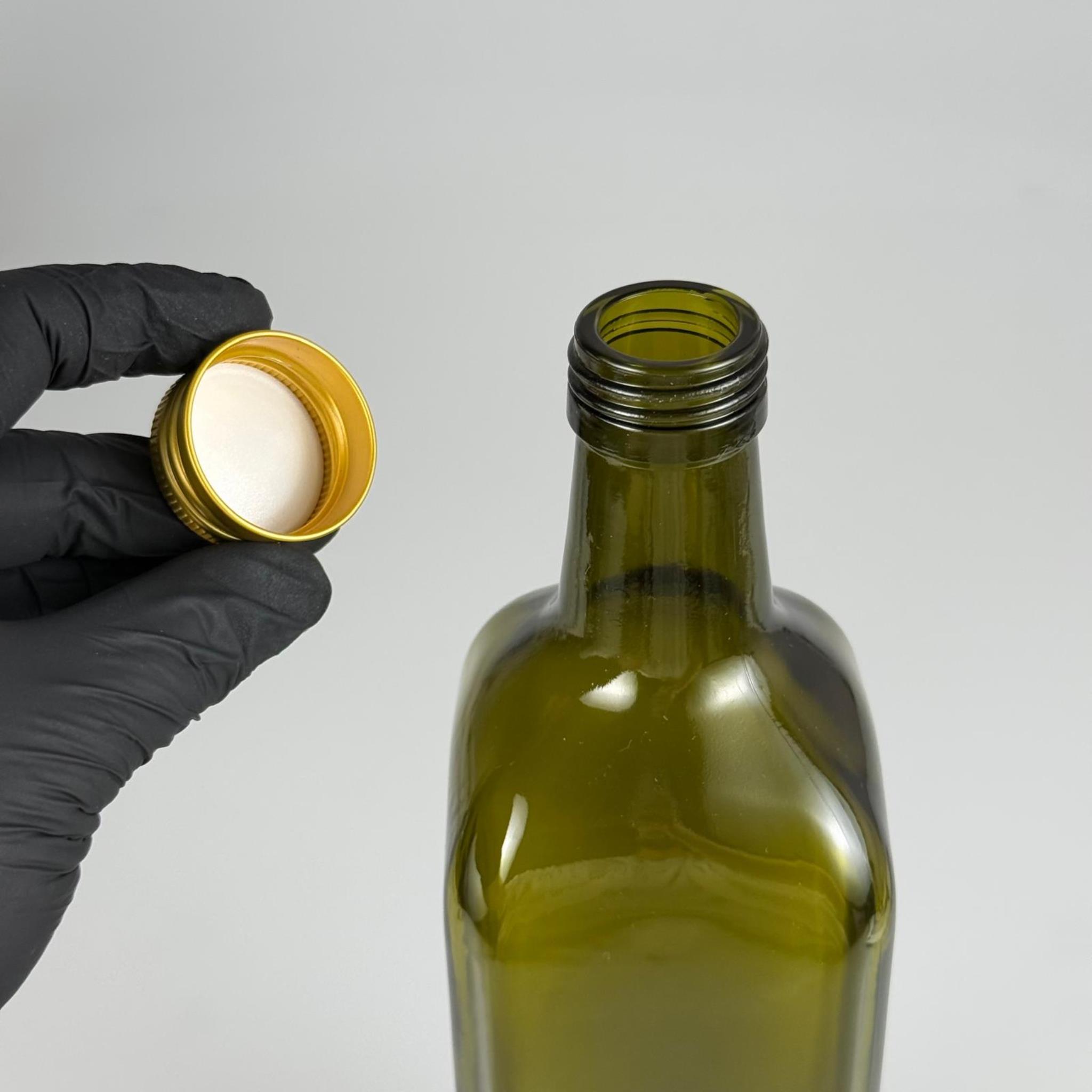750 CC YEŞİL MARASKA CAM ŞİŞE - GOLD METAL ALÜMİNYUM KAPAKLI - 750 ML KÖŞELİ YAĞ ŞİŞESİ - SİRKE ŞİŞESİ