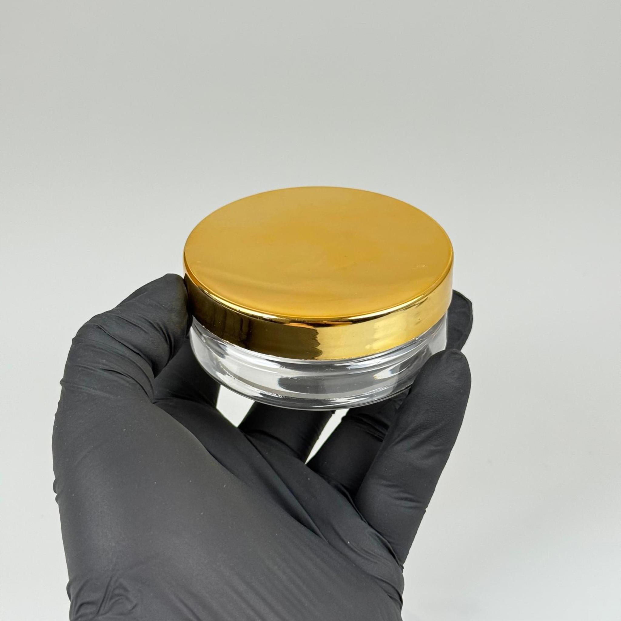 50 ML SERT PET KAVANOZ + GOLD KAPLAMALI PLASTİK KAPAK + İÇ TIPA - 50 CC KALIN ŞEFFAF PLASTİK KAVANOZ GOLD KAPLAMALI PLASTİK KAPAKLI İÇ TIPALI TAKIM - KREM KAVANOZLARI