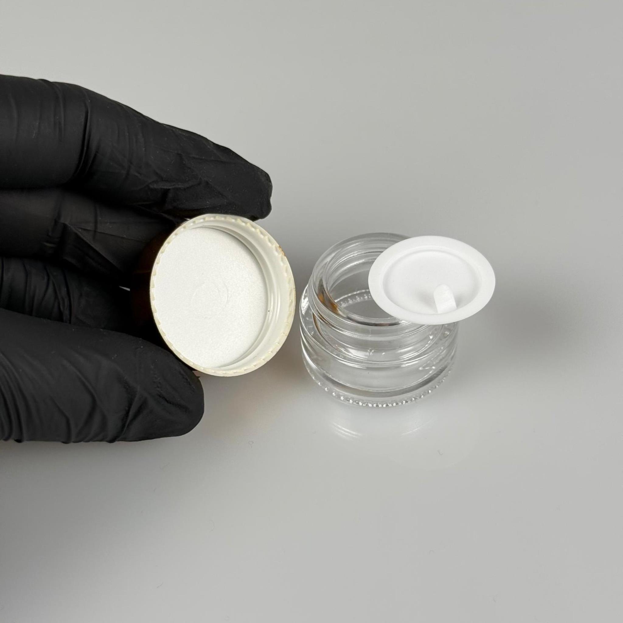 5 CC ŞEFFAF CAM KREM KAVANOZU + GOLD KAPAK + İÇ TIPA   - 5 ML Kozmetik ve Bakım Ürünleri İçin Cam Kavanozları