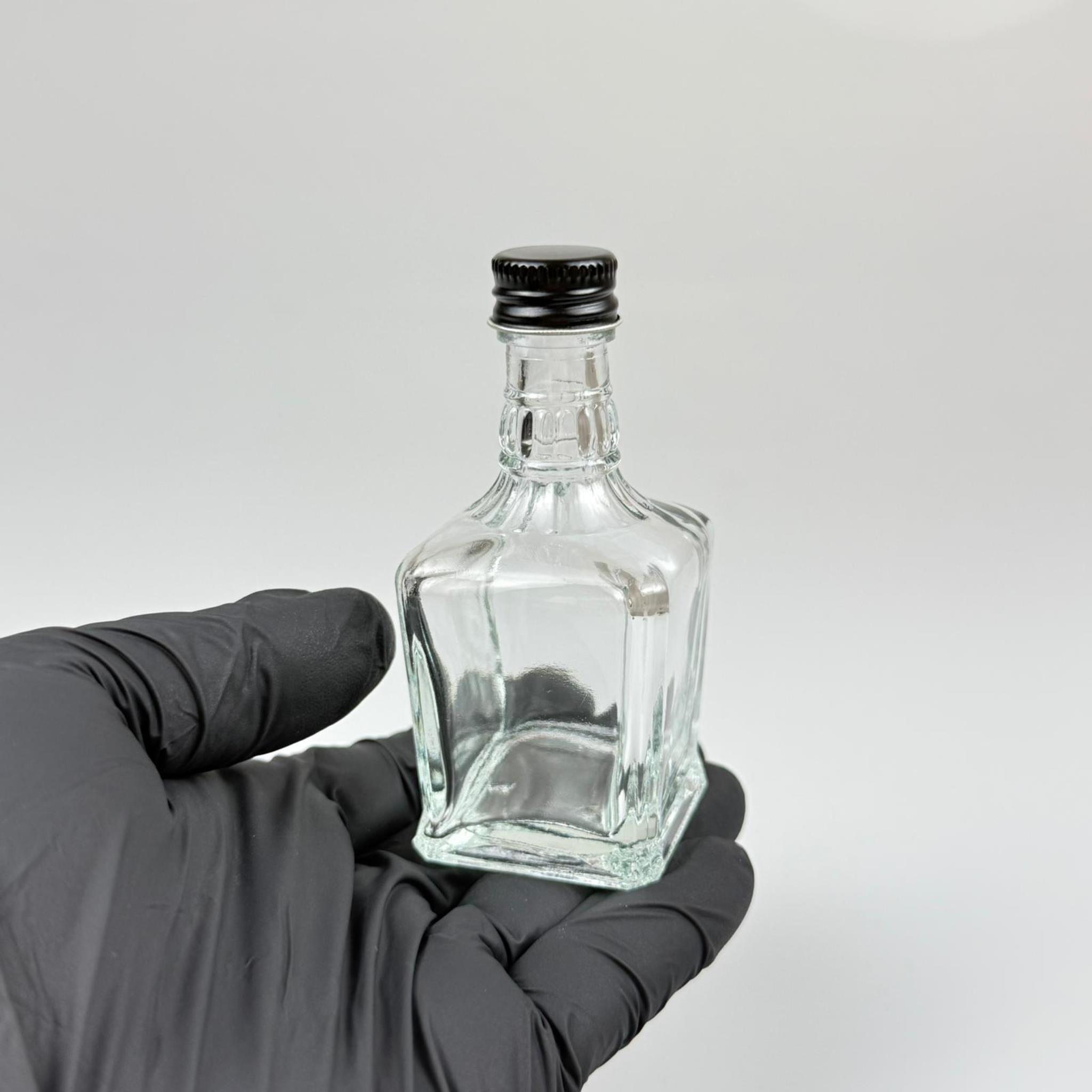 50 CC BOĞAZLI KONİK CAM ŞİŞE - SİYAH METAL KAPAKLI KOLONYA TIPALI - 50 ML PRESTİJLİ ŞİŞE