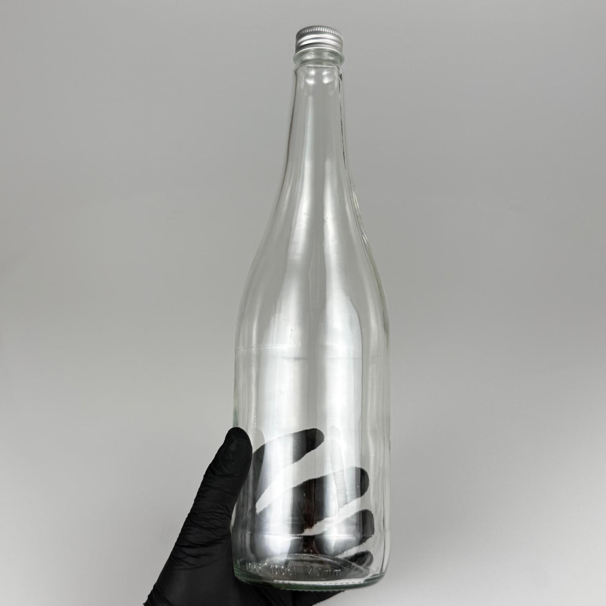 1000 ML LÜKS CAM SU ŞİŞESİ - 1000 CC BOŞ CAM SU ŞİŞELERİ - GÜMÜŞ ALÜMİNYUM METAL KAPAKLI (ELLE AÇILIP KAPANABİLİR) - RESTORAN, CAFE, OTEL VS İÇİN PREMİUM CAM ŞİŞE