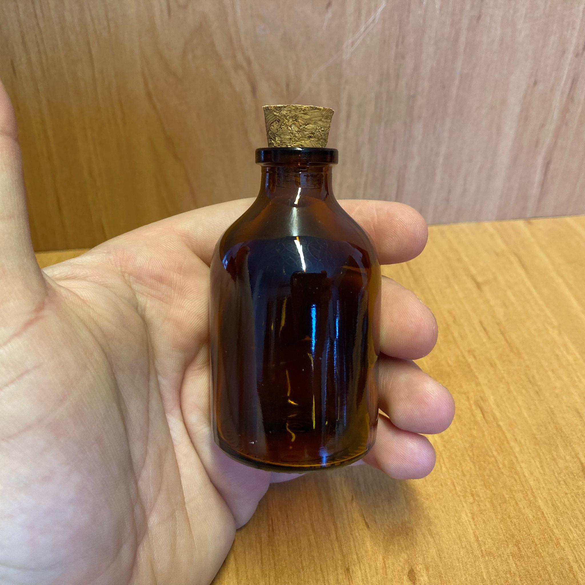 50 CC AMBER MANTAR TIPALI CAM ŞİŞE - MANTAR TIPALI KAHVERENGİ CAM ŞİŞE 50 ML