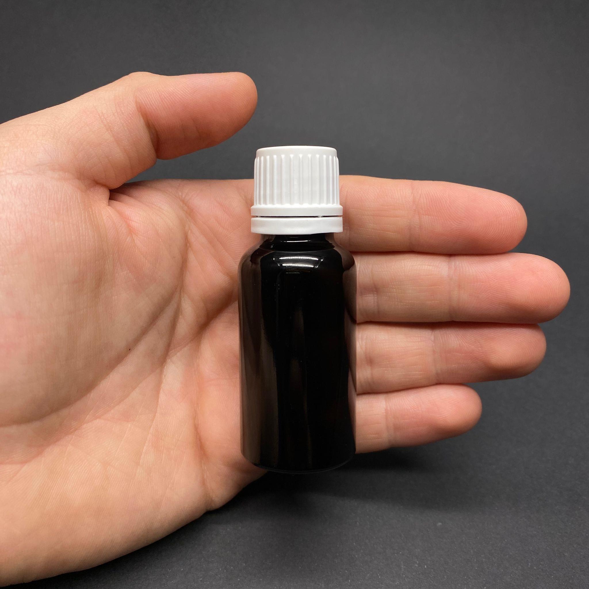 20 CC KOYU AMBER AMBER İÇTEN DAMLALIKLI (OPSİYONEL DAMLALIK) - BEYAZ KİLİTLİ KAPAKLI CAM ŞİŞE - 20 ML KOLONYA TIPALI CAM ŞİŞE