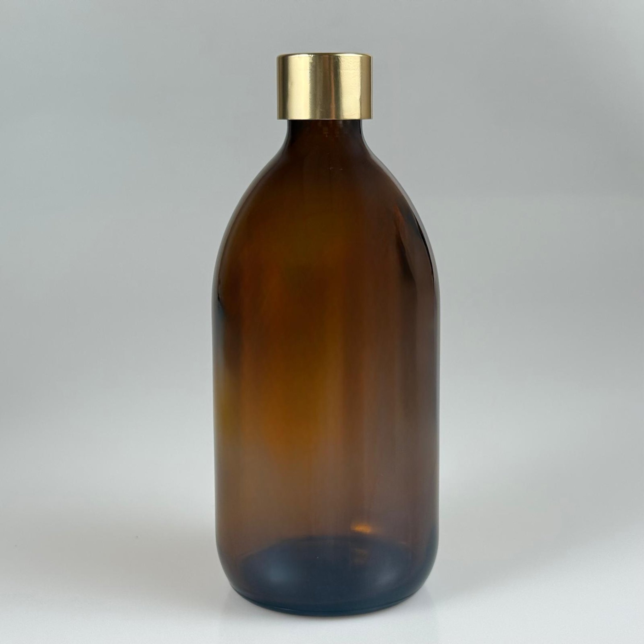 500 CC AMBER TOMBUL ÖZEL SERİ CAM ŞİŞE + ALÜMİNYUM KAPLAMALI GOLD KAPAKLI TAKIM - 500 ML KAHVERENGİ CAM ŞİŞE
