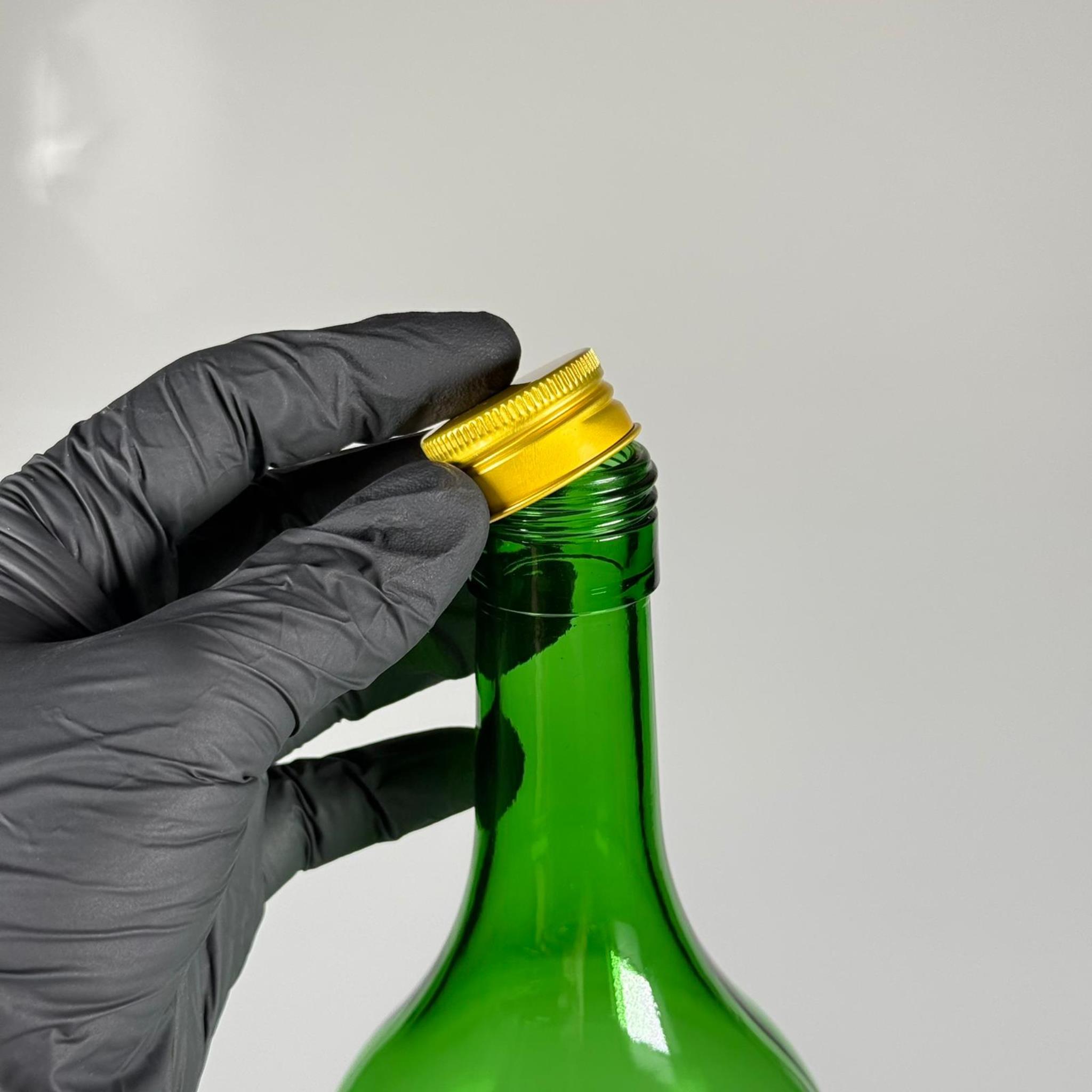 1500 CC YEŞİL CAM ŞİŞE - GOLD METAL ALÜMİNYUM KAPAKLI - 1500 ML YAĞ ŞİŞESİ - SİRKE ŞİŞESİ - 1,5 LİTRE CAM ŞİŞE