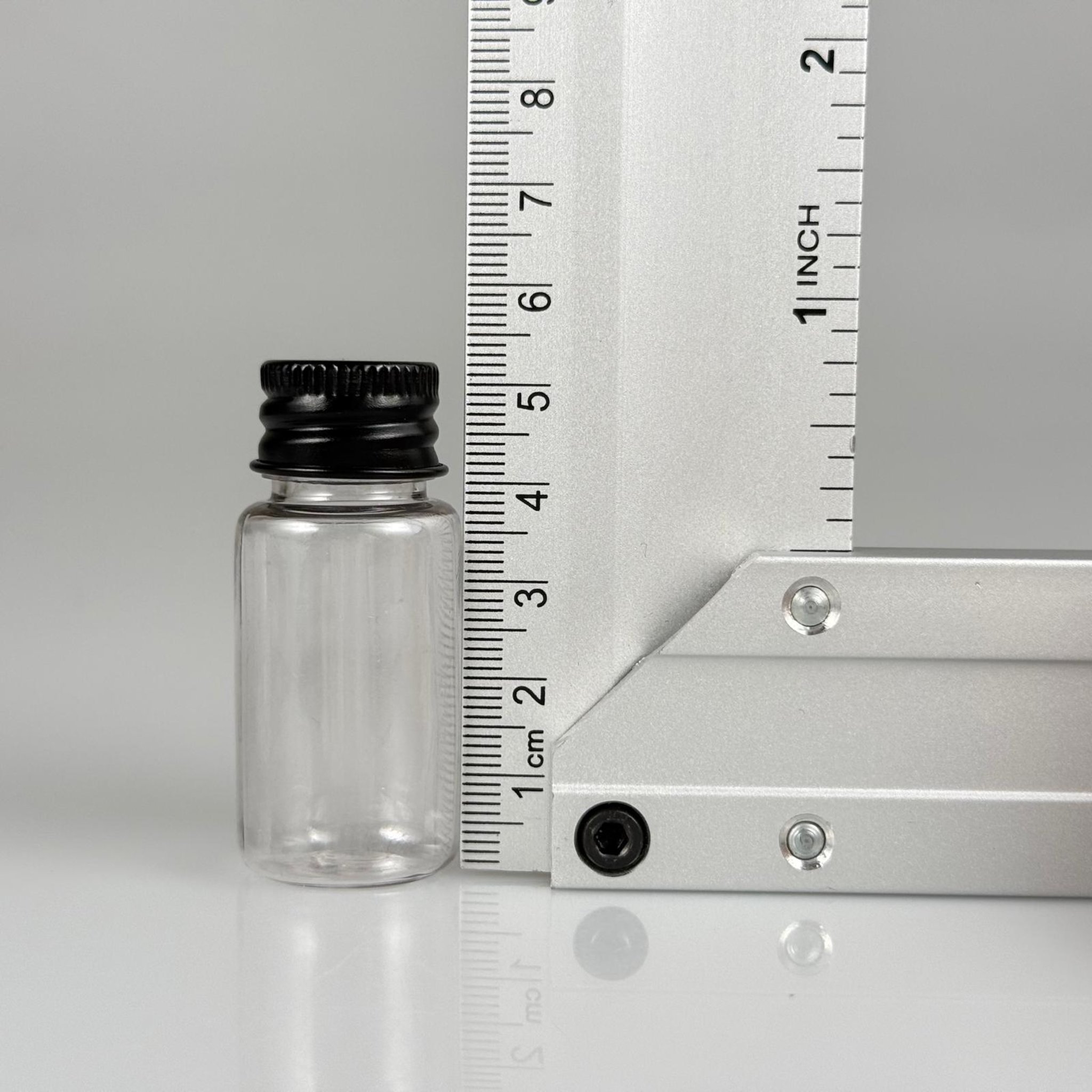 10 CC ŞEFFAF PET SHOT ŞİŞE - KÖPÜK CONTALI SİYAH ALÜMİNYUM METAL KAPAKLI TAKIM - 10 ML PLASTİK ŞİŞE