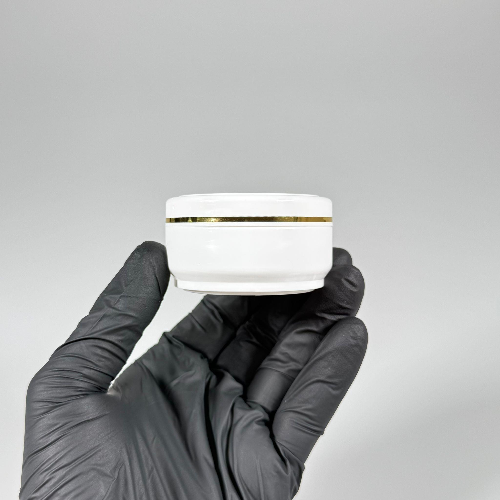 50 CC PİTY KREM KAVANOZU - KAPAKLI - BEYAZ - GOLD YALDIZLI KREM KUTUSU - KOZMETİK AMBALAJ