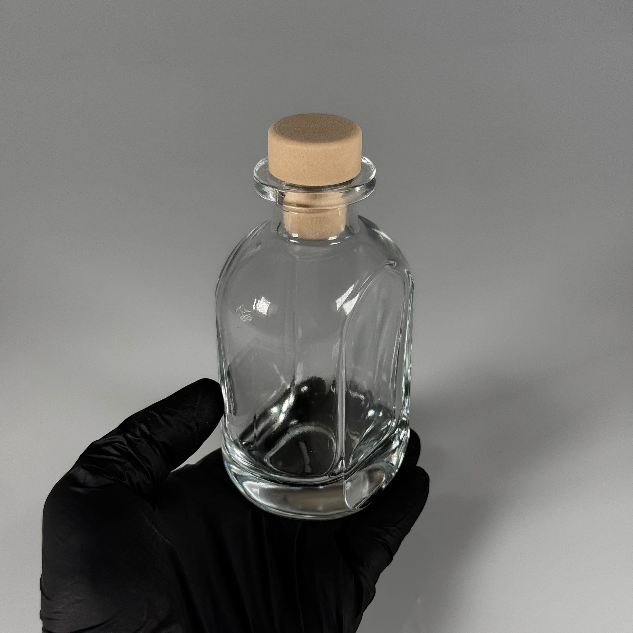 150 CC DİFFUSER CAM ŞİŞE + AHŞAP GÖRÜNÜMLÜ SENTETİK MANTAR TIPA - 150 ML TIPALI CAM ŞİŞE