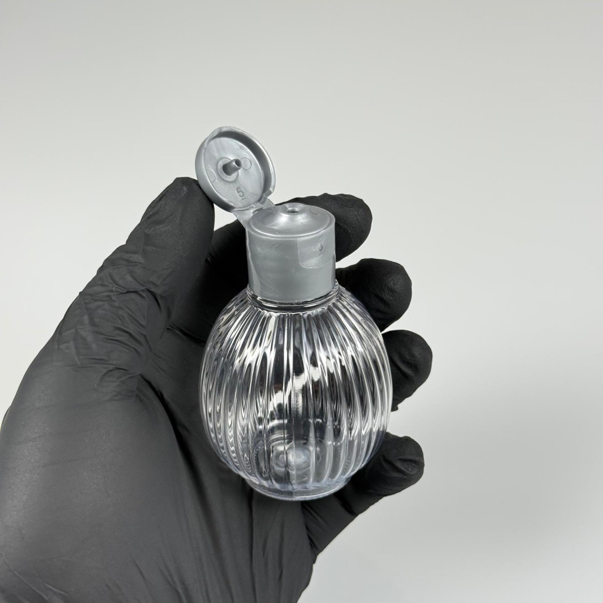 50 CC TOP ÇİZGİLİ DESENLİ 18 MM GRİ FLİPTOP KAPAKLI PET ŞİŞE - 50 ML TOP MODEL ÇİZGİLİ FLİPTOP KAPAKLI PLASTİK ŞİŞE