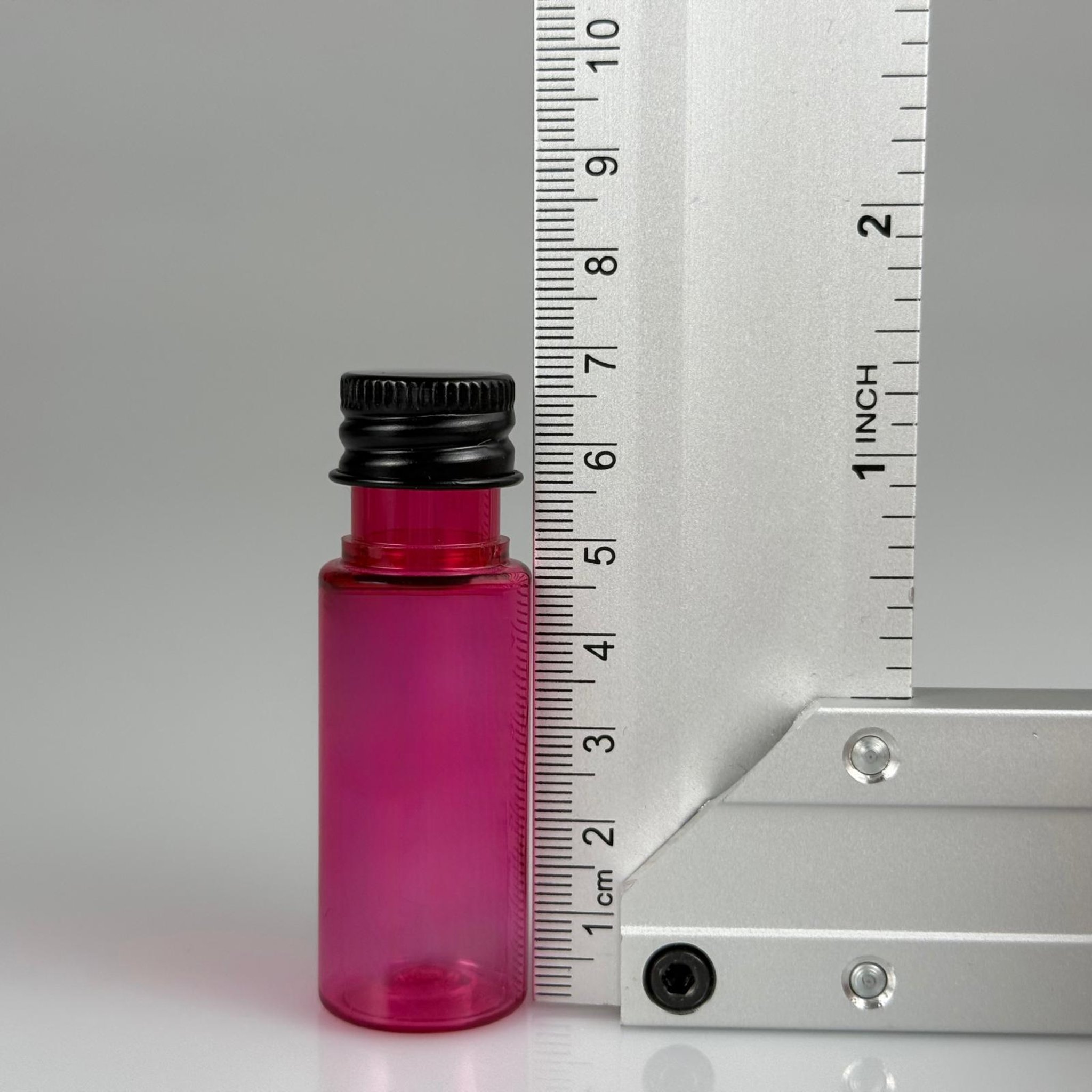 15 CC SİLİNDİR PEMBE PET ŞİŞE + KÖPÜK CONTALI SİYAH ALÜMİNYUM METAL KAPAKLI + KÖR TIPALI TAKIML - 15 ML PEMBE PET ŞİŞE