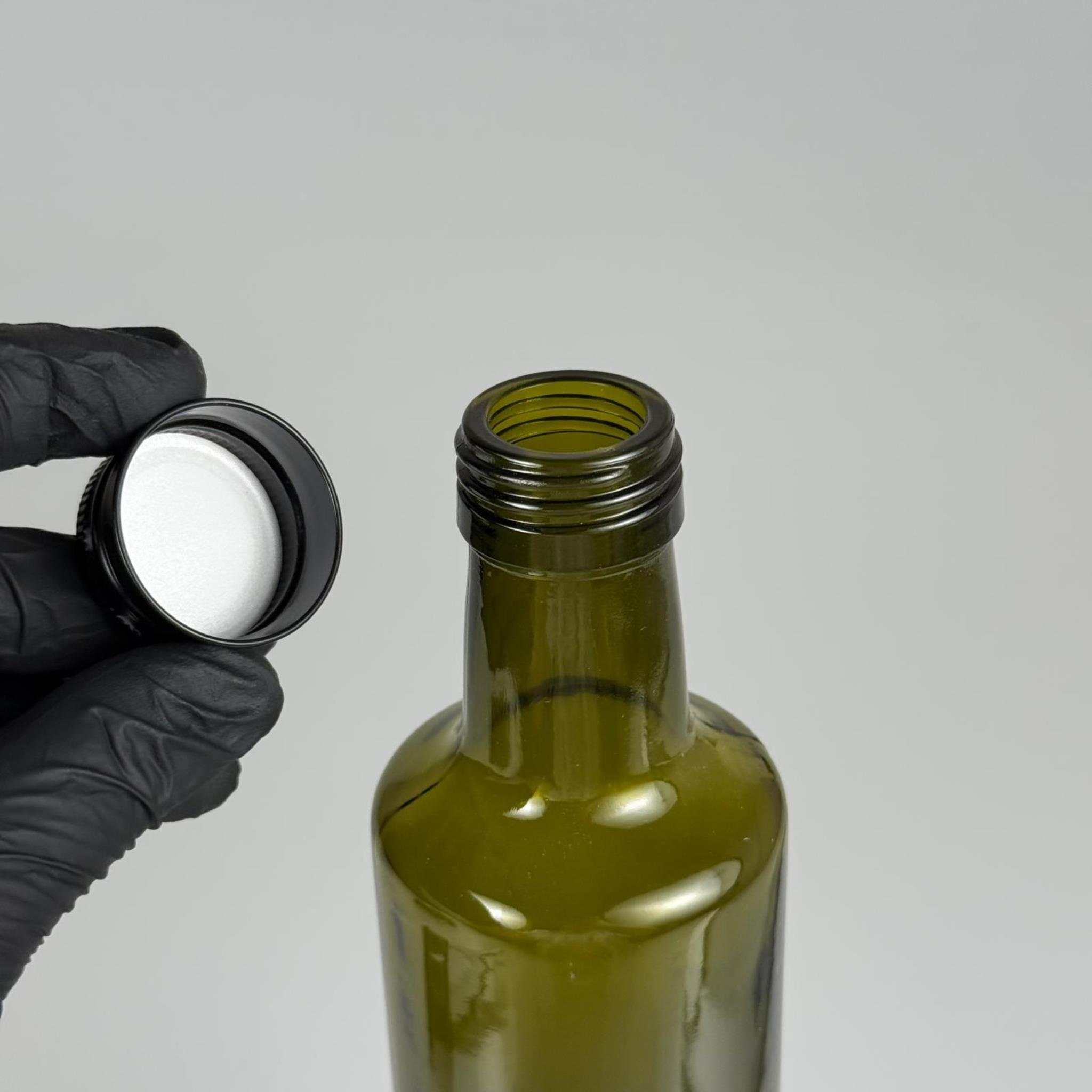 500 CC YEŞİL DORİKA CAM ŞİŞE - SİYAH METAL ALÜMİNYUM KAPAKLI - 500 ML DORİKA YAĞ ŞİŞESİ - SİRKE ŞİŞESİ