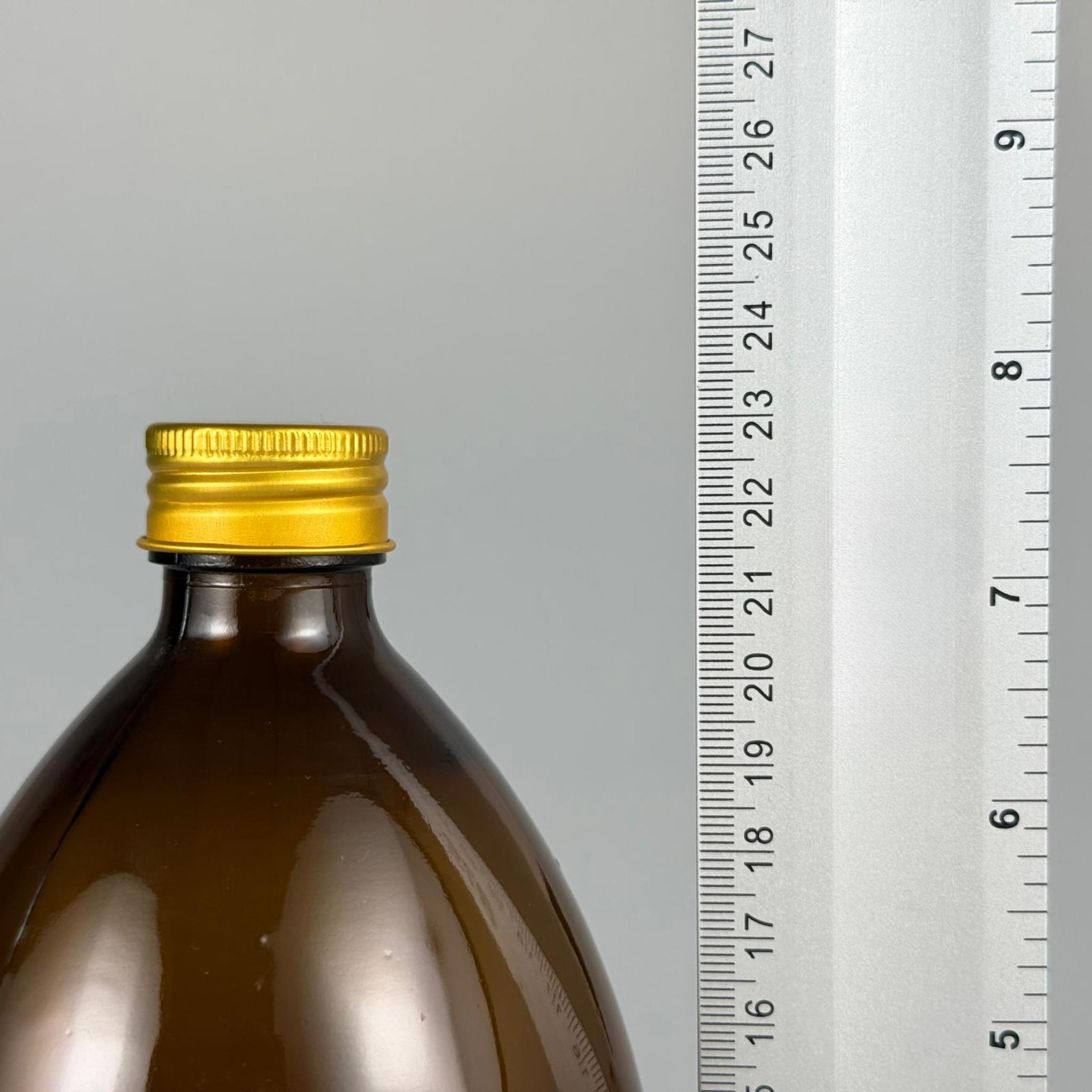 1000 CC AMBER TOMBUL ÖZEL SERİ CAM ŞİŞE - METAL ALÜMİNYUM GOLD KÖPÜK CONTALI KAPAKLI - 1000 ML CAM ECZA ŞİŞESİ - KAHVERENGİ
