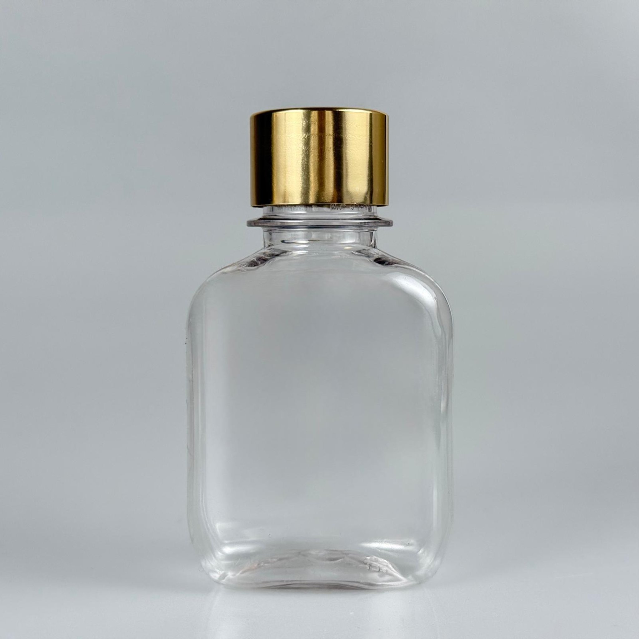 100 CC YASSI PET ŞİŞE + ALÜMİNYUM KAPLAMALI GOLD KAPAKLI TAKIM - 100 ML PET ŞİŞE
