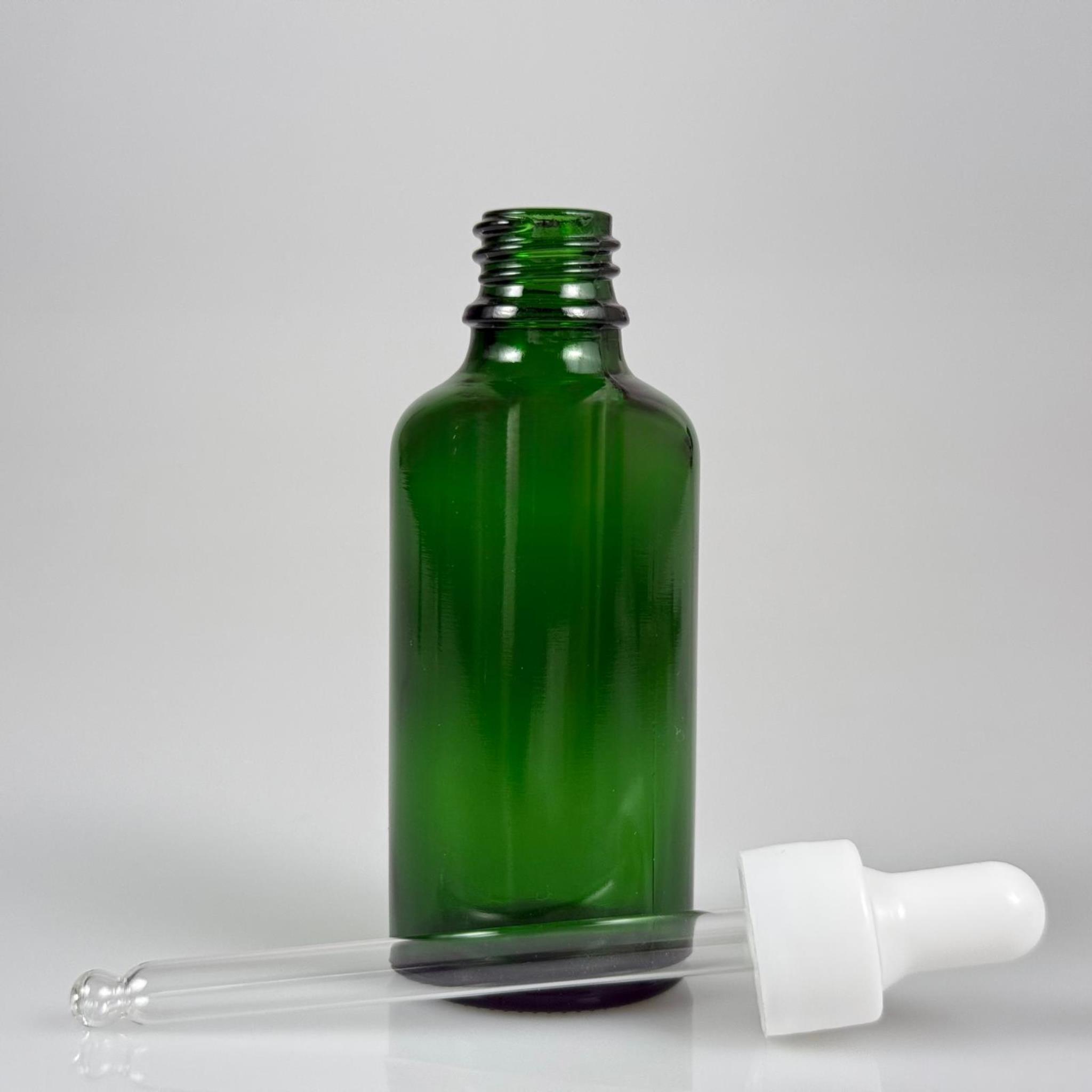 50 CC YEŞİL CAM DAMLALIKLI ŞİŞE - BEYAZ EMZİK + BEYAZ DÜZ KAPAK + CAM PİPET TAKIM - 50 ML YEŞİL DAMLALIKLI ŞİŞE SETİ