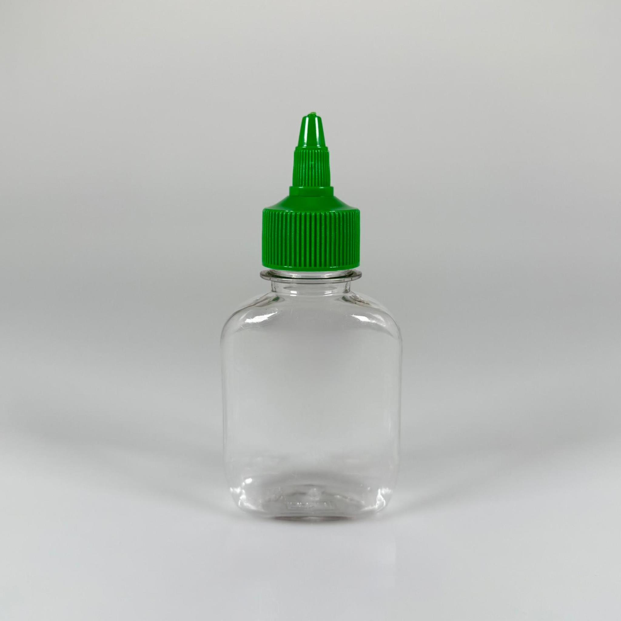 mini yağlık, sosluk - kolayca sıkılabilir 100 ml plastik pet şişe + yeşil asansör twist sivri kapak