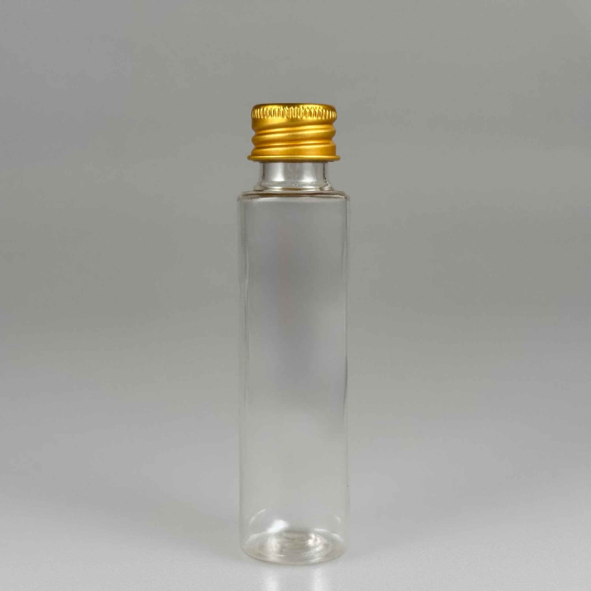 35 CC PET ŞİŞE - KÖPÜK CONTALI GOLD ALÜMİNYUM METAL KAPAKLI TAKIM - 35 ML ŞEFFAF PET ŞİŞE
