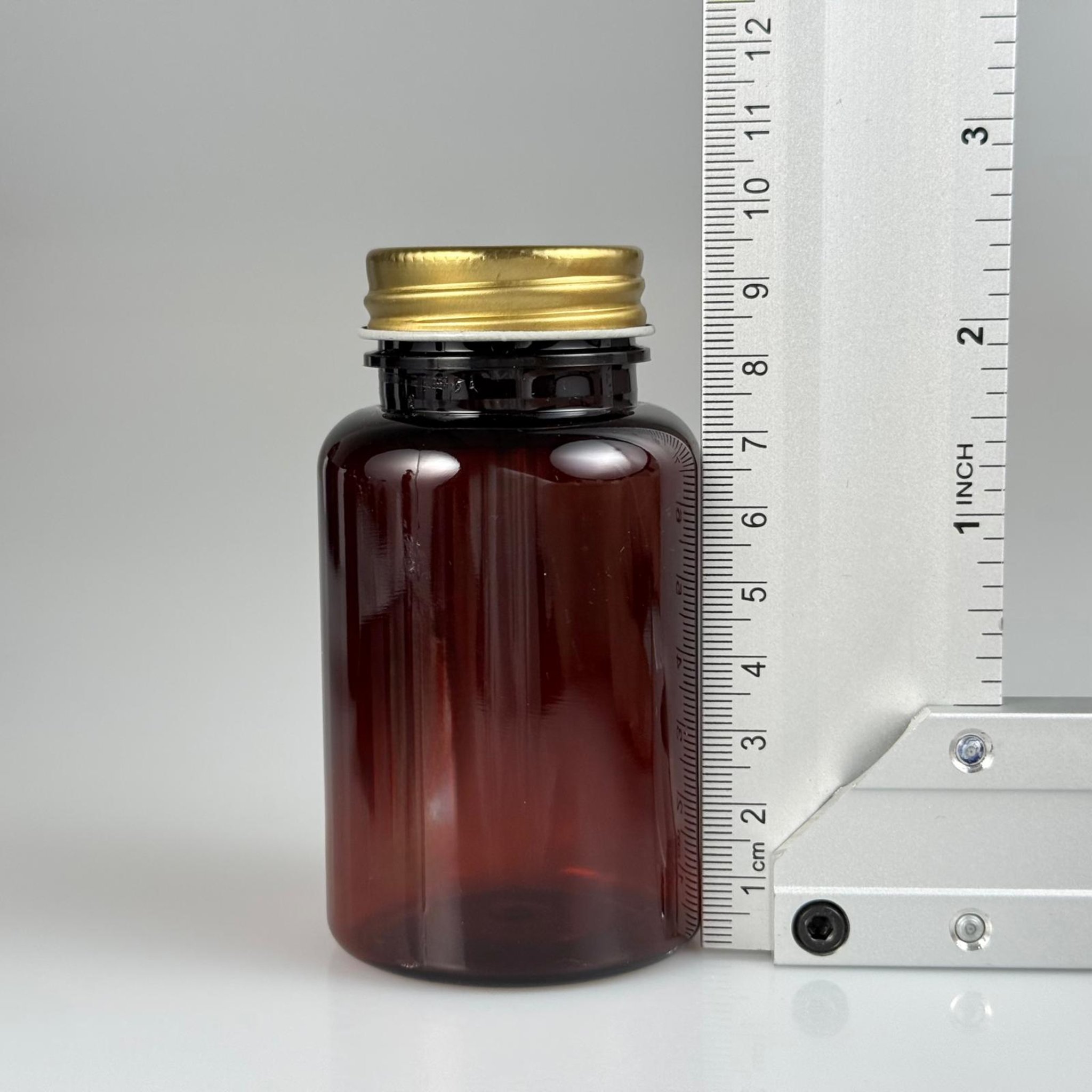 150 CC AMBER PET TABLET ŞİŞESİ - GOLD METAL KAPAKLI - 150 ML KAPSÜL KUTUSU - İLAÇ ŞİŞESİ - MEDİKAL HAP ŞİŞESİ - FARMASÖTİK KAVANOZ