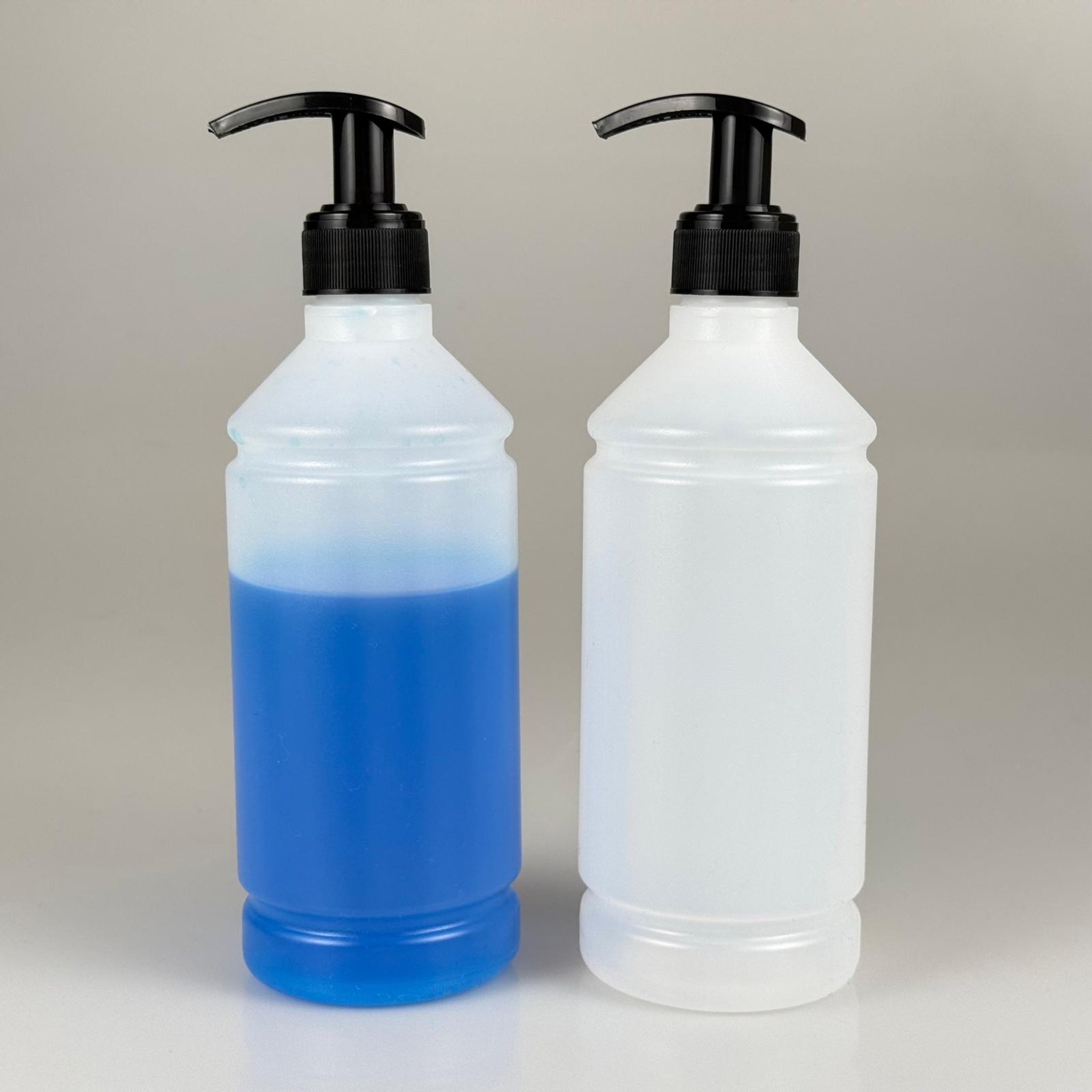 POMPALI ŞİŞE - 500 CC HDPE POLİETİLEN PLASTİK SİLİNDİR ŞEFFAF ŞİŞE + 28 MM POMPA SİYAH TAKIM