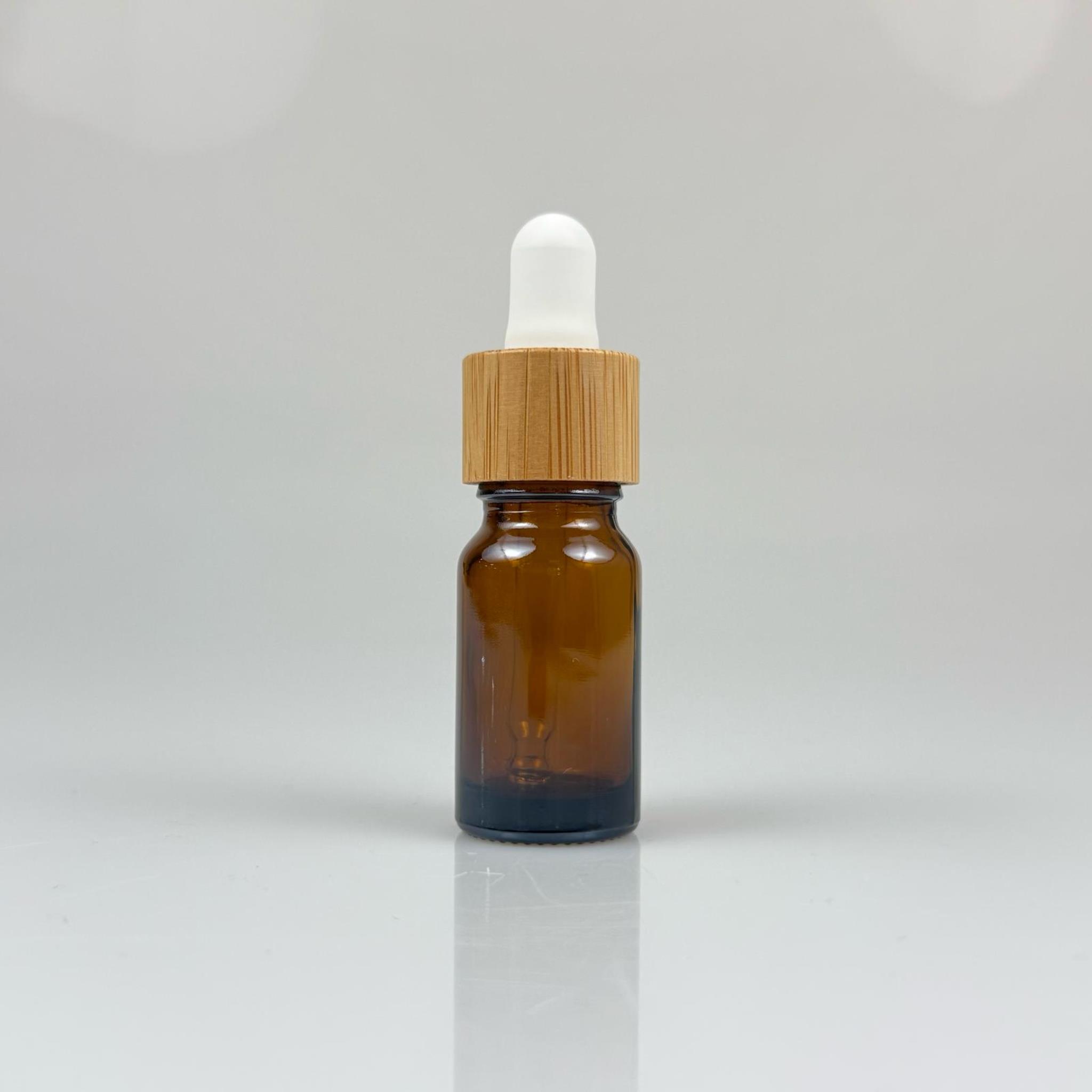 10 CC AMBER CAM DAMLALIKLI ŞİŞE - BEYAZ EMZİK - BAMBU AHŞAP KAPAK - 10 ML AMBER BAMBU KAPAKLI CAM DAMLALIKLI ŞİŞE