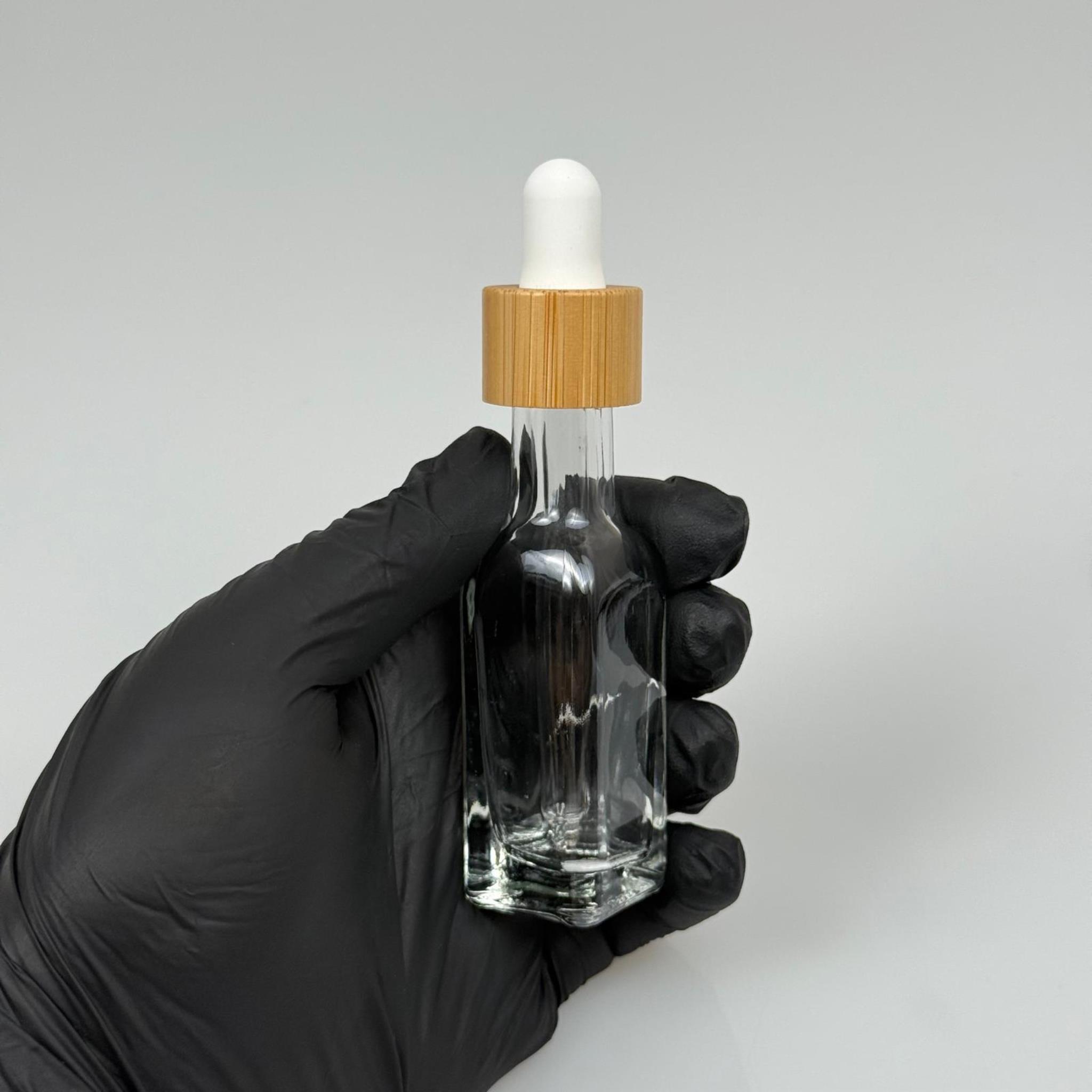 20 CC MARASKA KARE CAM DAMLALIKLI ŞİŞE - BEYAZ EMZİK - BAMBU AHŞAP KAPAK - 20 ML BAMBU KAPAKLI DAMLALIKLI CAM ŞİŞE