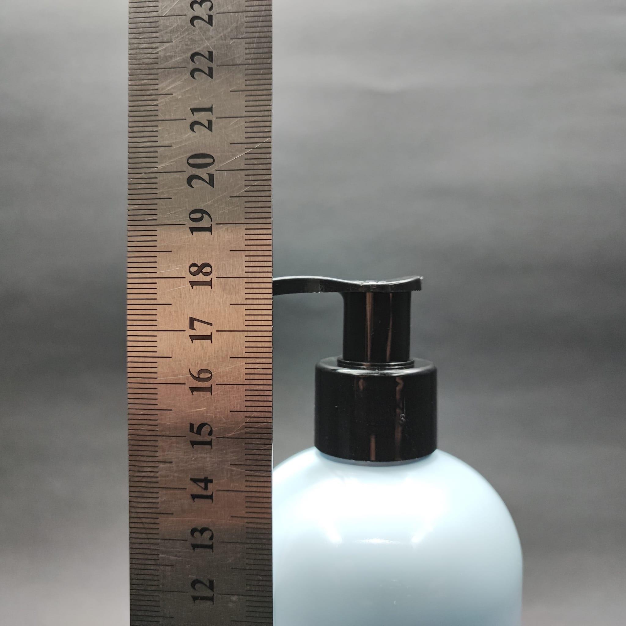 400 CC OVAL BOYUNLU SİLİNDİR PET ŞİŞE (30 GR) - SİYAH POMPALI - 400 ML PLASTİK ŞİŞE - BEBEK MAVİSİ