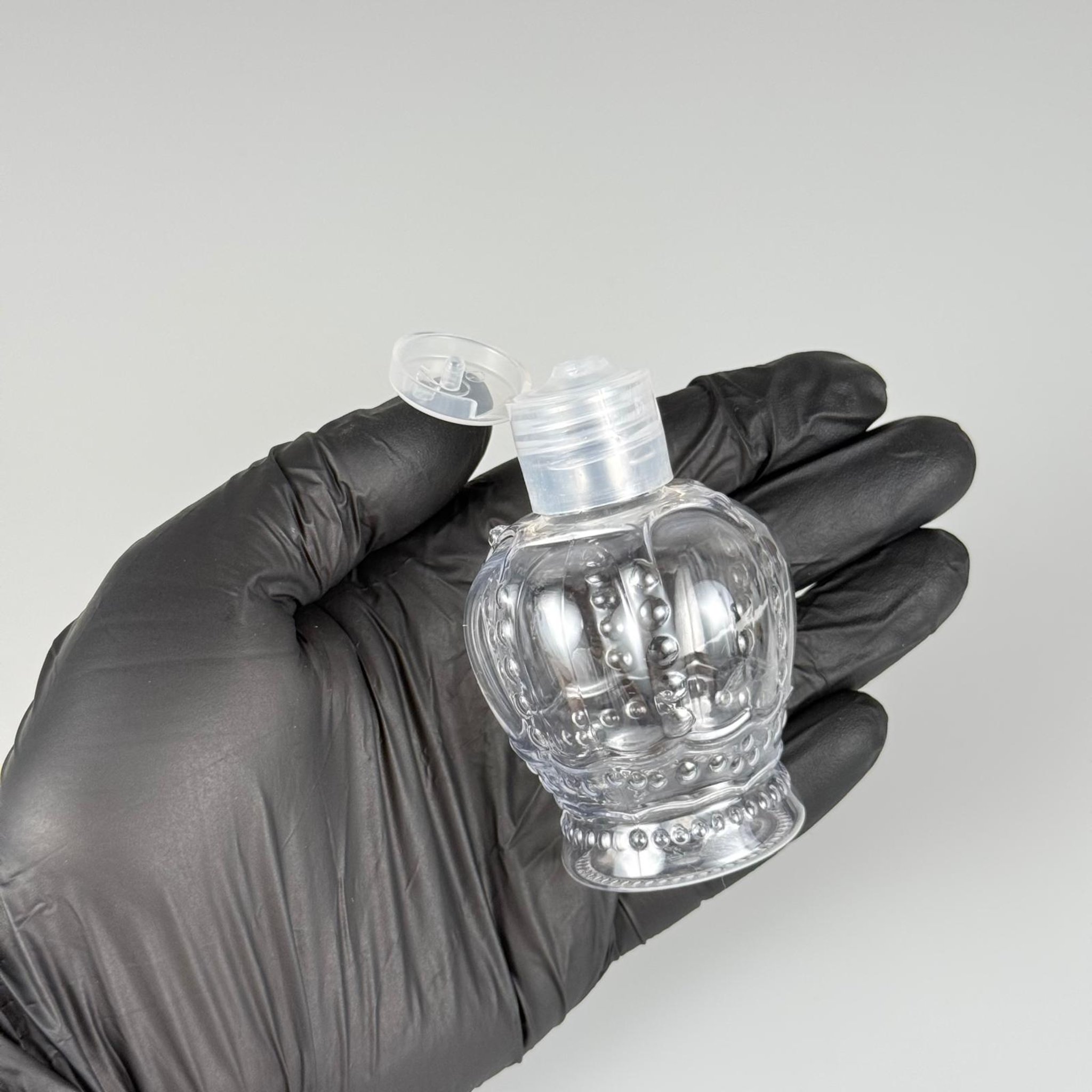 60 CC PET KRAL TACI ŞİŞE -  ŞEFFAF FLİPTOP AKITICI AÇILIR KAPAKLI - 60 ML BOŞ PLASTİK KOLONYA ŞİŞELERİ