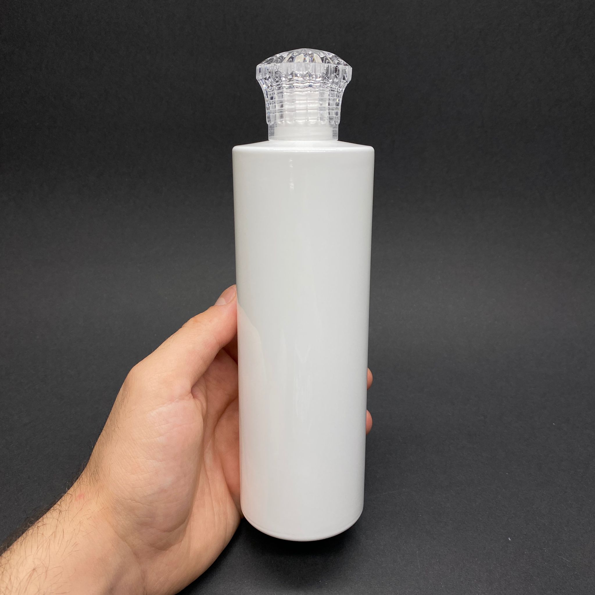 400 CC KÜT BOYUNLU SİLİNDİR PET ŞİŞE (30 GR) - KRİSTAL KOLONYA KAPAKLI + TIPALI - 400 ML PLASTİK ŞİŞE - BEYAZ