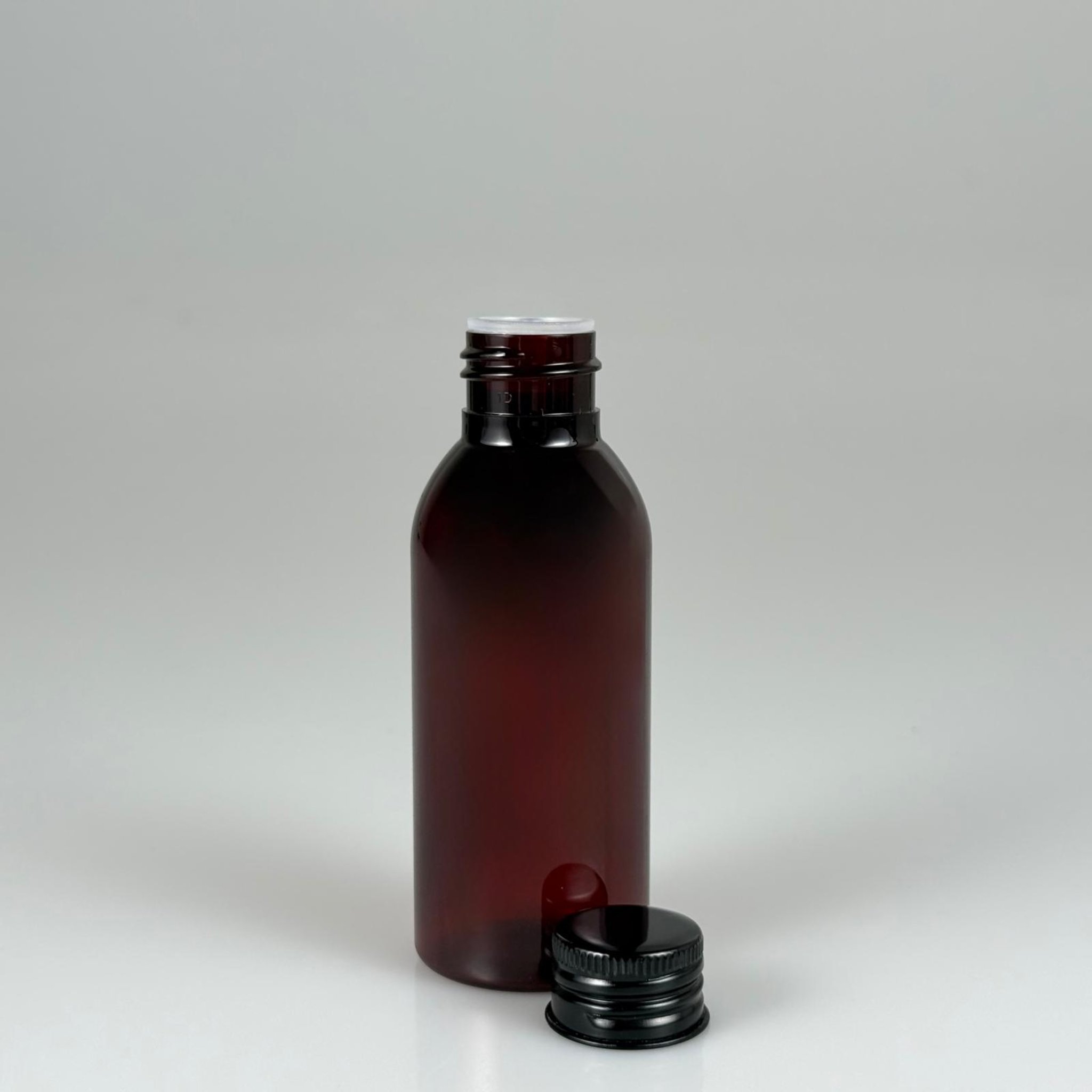 100 CC AMBER SERT MODEL PET ŞİŞE (24 AĞIZ) + KÖPÜK CONTALI SİYAH METAL ALÜMİNYUM KAPAK + KOLONYA TIPALI TAKIM - 100 ML KAPAKLI KAHVERENGİ KALIN PET ŞİŞELER