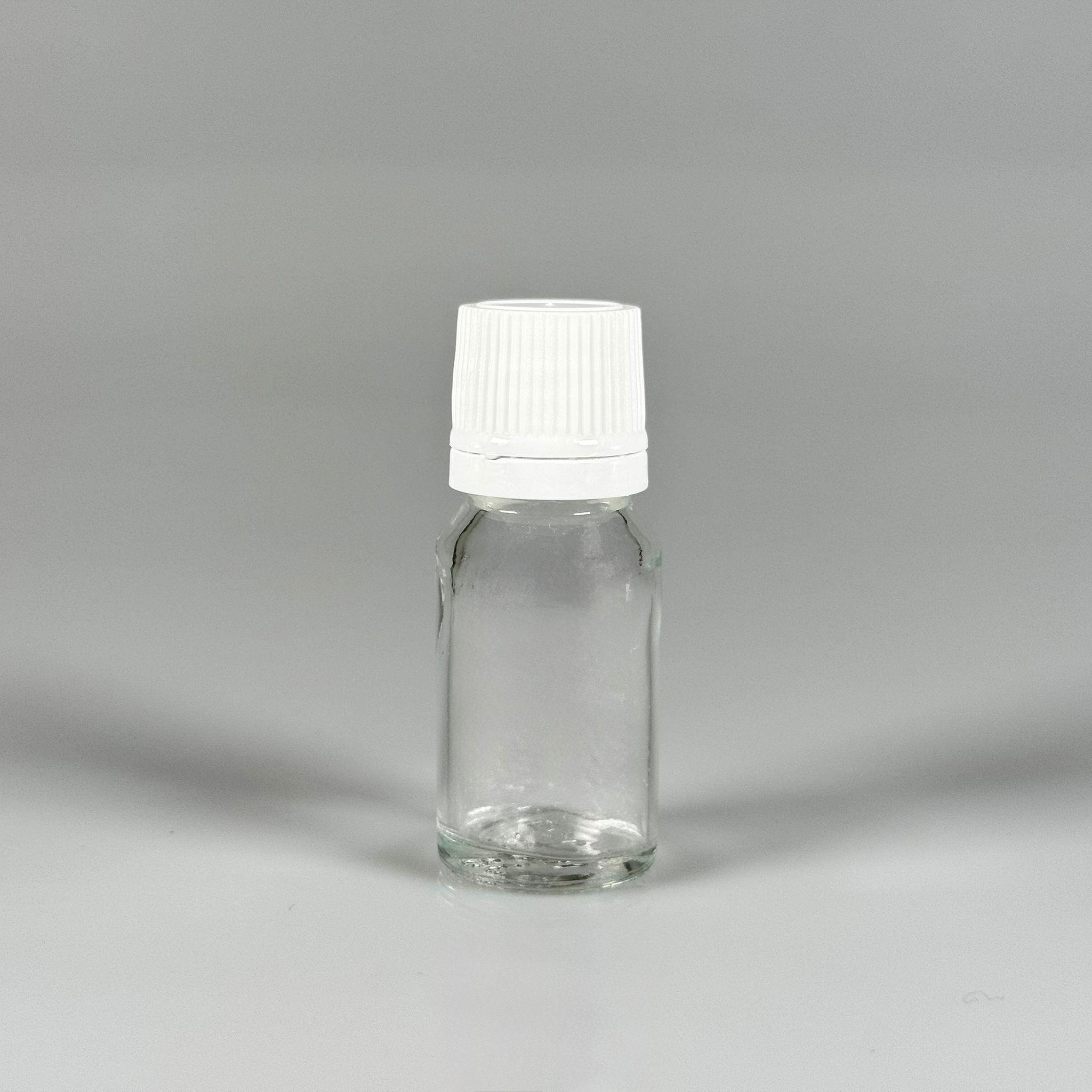 10 CC CAM ŞEFFAF KİLİTLİ, KENDİNDEN CONTALI BEYAZ KAPAKLI - 10 ML DAR AĞIZLI İLAÇ ŞİŞESİ