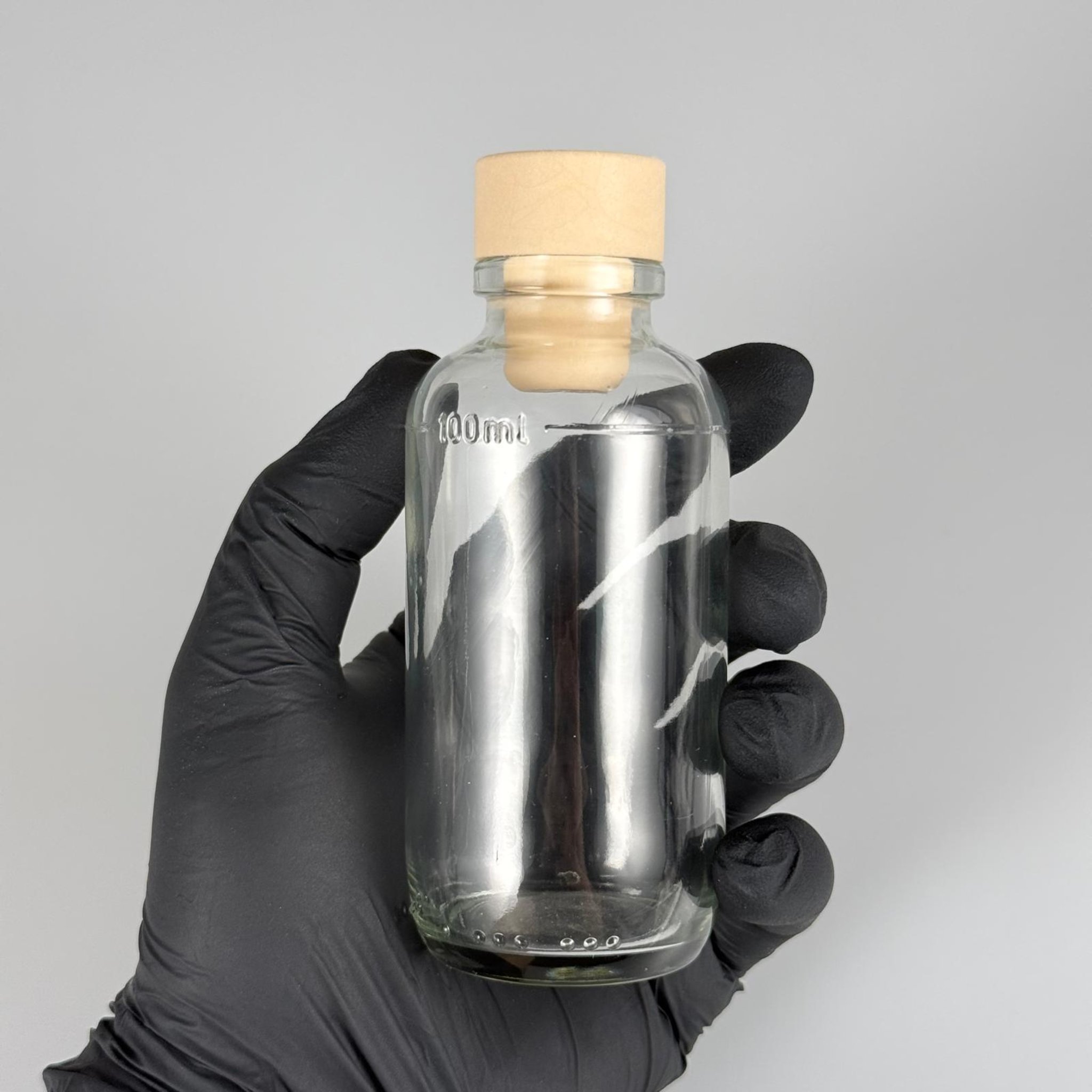 100 CC SENTETİK MANTAR TIPALI ŞEFFAF CAM ŞİŞE - 100 ML HEDİYELİK, NUMUNE SAKLAMA, BAHARAT, HOBİ VE DEKORASYON VB. İÇİN CAM ŞİŞE