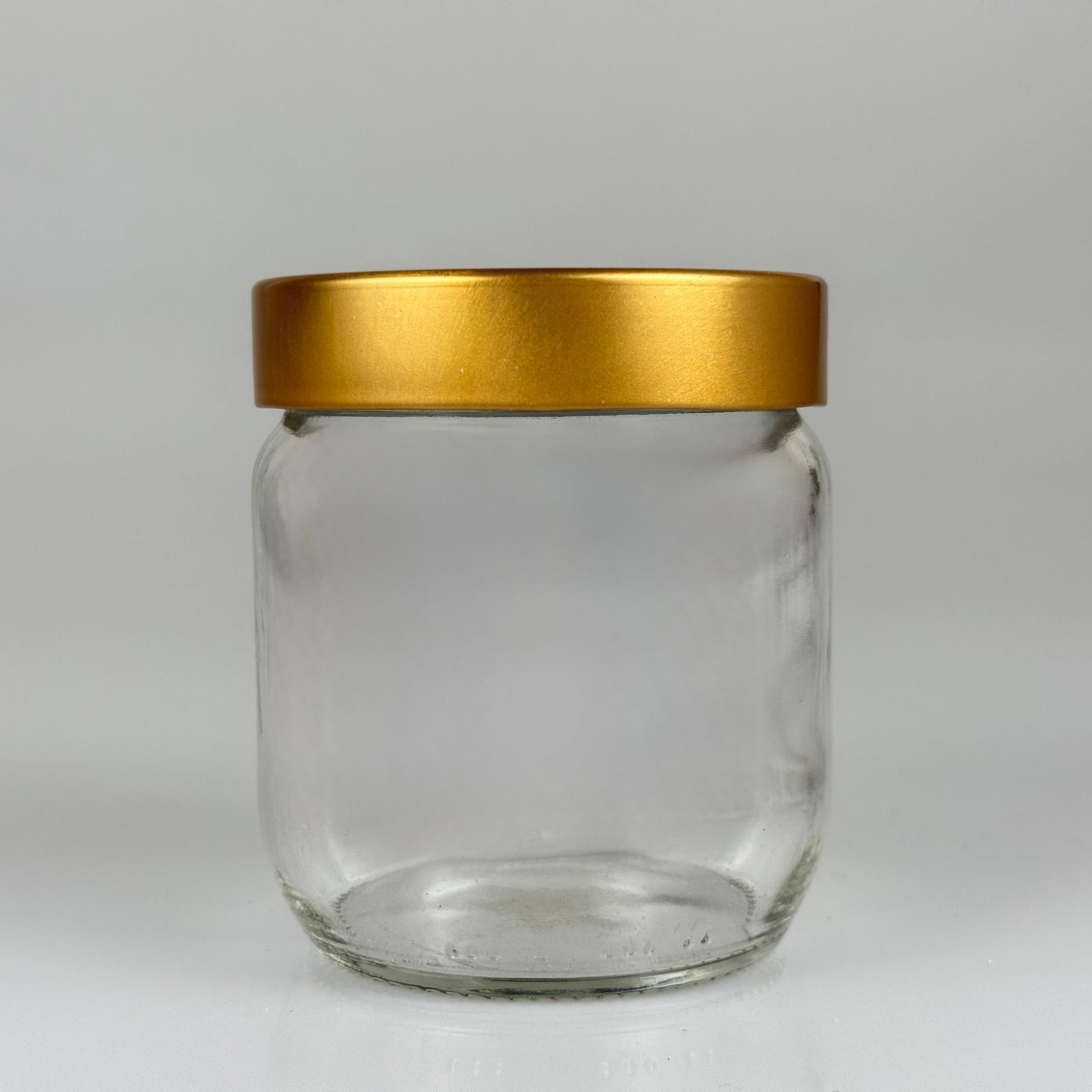 425 CC CAM KAVANOZ - DERİN GOLD LÜKS METAL KAPAKLI - 425 ML CAM KAVANOZ