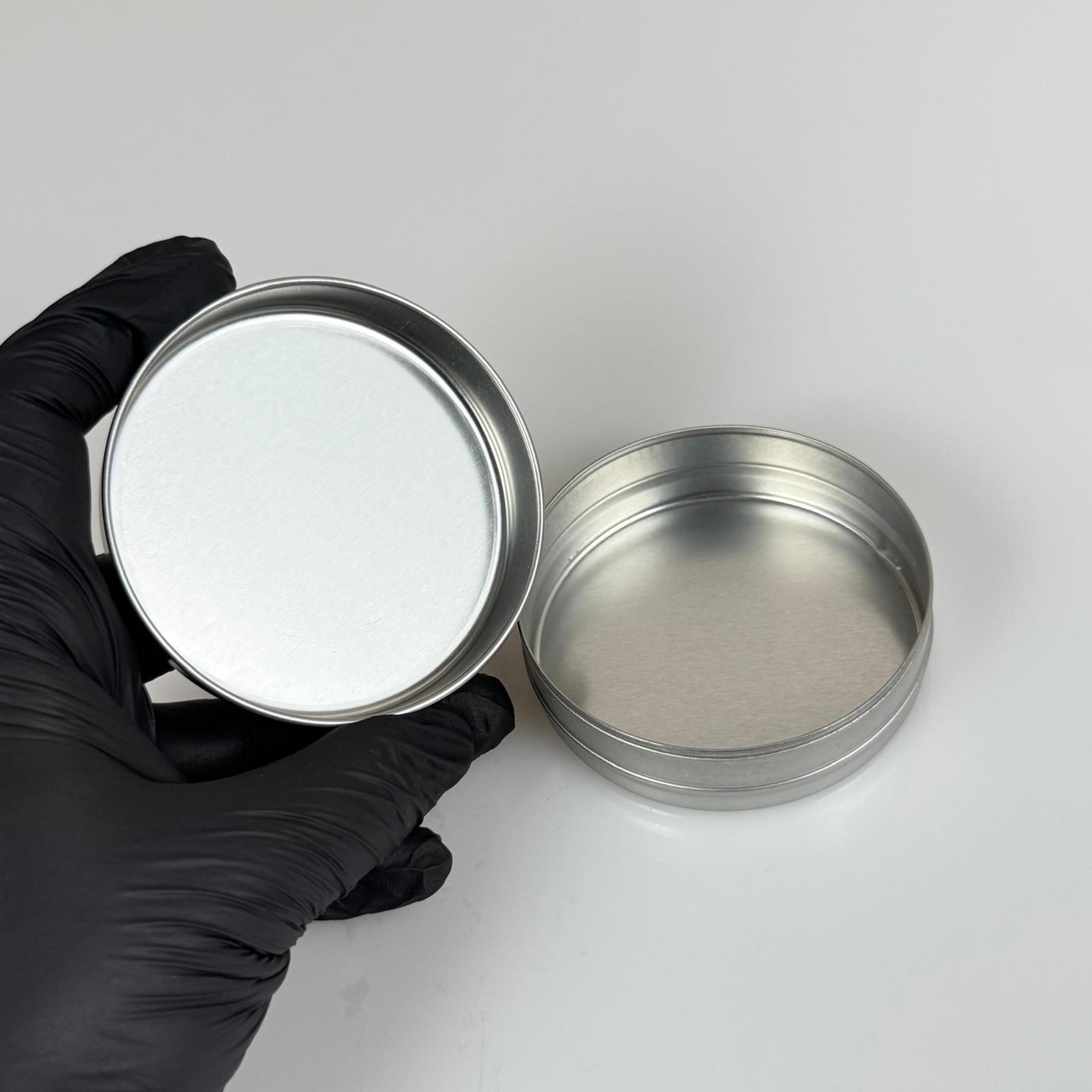 50 CC TENEKE KUTU - GÜMÜŞ - GÜMÜŞ KAPAKLI - METAL AMBALAJ - MUM TENEKESİ 77 X 23 MM