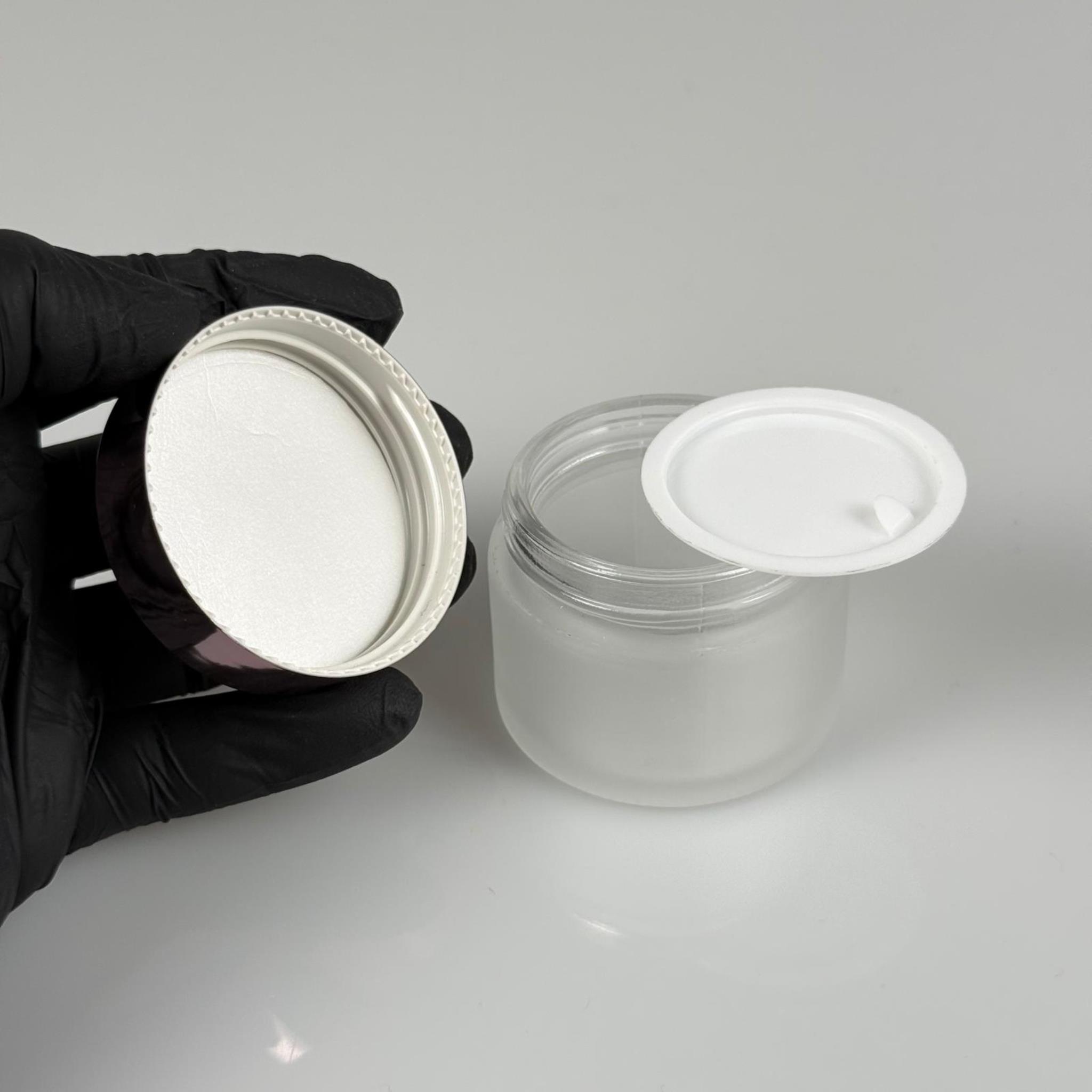 50 CC BUZLU CAM KREM KAVANOZU + ROSE KAPAK + İÇ TIPA - 50 ML Kozmetik ve Bakım Ürünleri İçin Cam Kavanozları