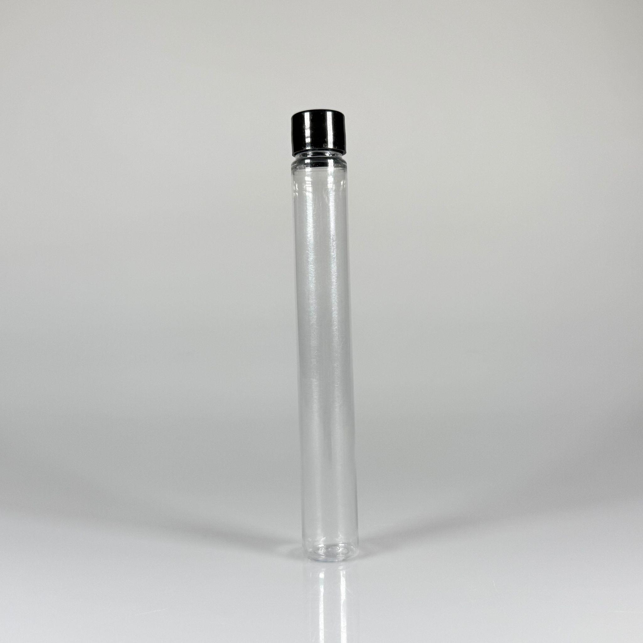 16 CM TÜP - 45 CC UZUN İNCE PET ŞİŞE - SİYAH KAPAKLI  - VANİLYA ÇUBUĞ, BAHARAT, DENEY TÜPÜ VB İÇİN PLASTİK TÜP