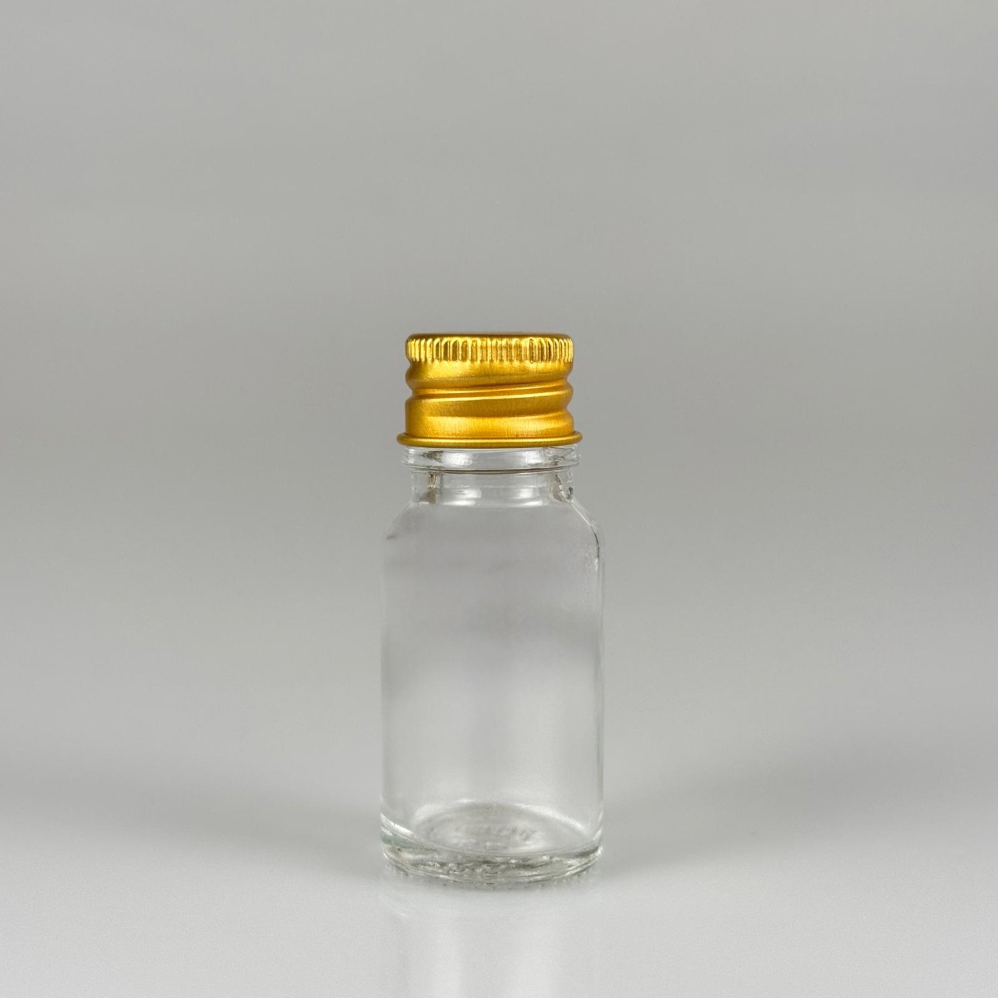 10 CC ŞEFFAF CAM ŞİŞE + KÖPÜK CONTALI GOLD ALÜMİNYUM METAL KAPAKLI TAKIM - 10 ML ŞEFFAF CAM ŞİŞE